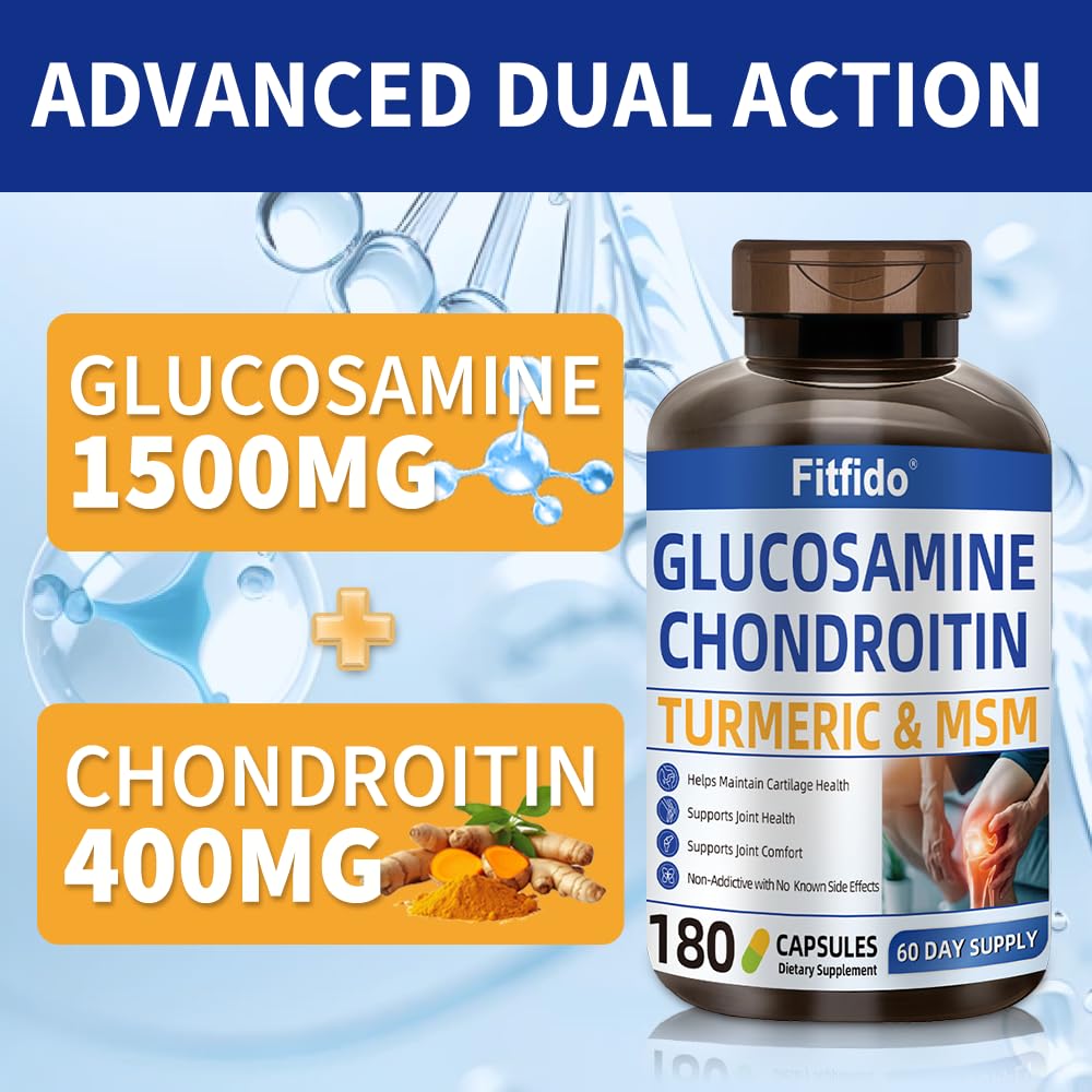 Fitfido Glucosamine Chondroitin MSM Capsules 180 Count
