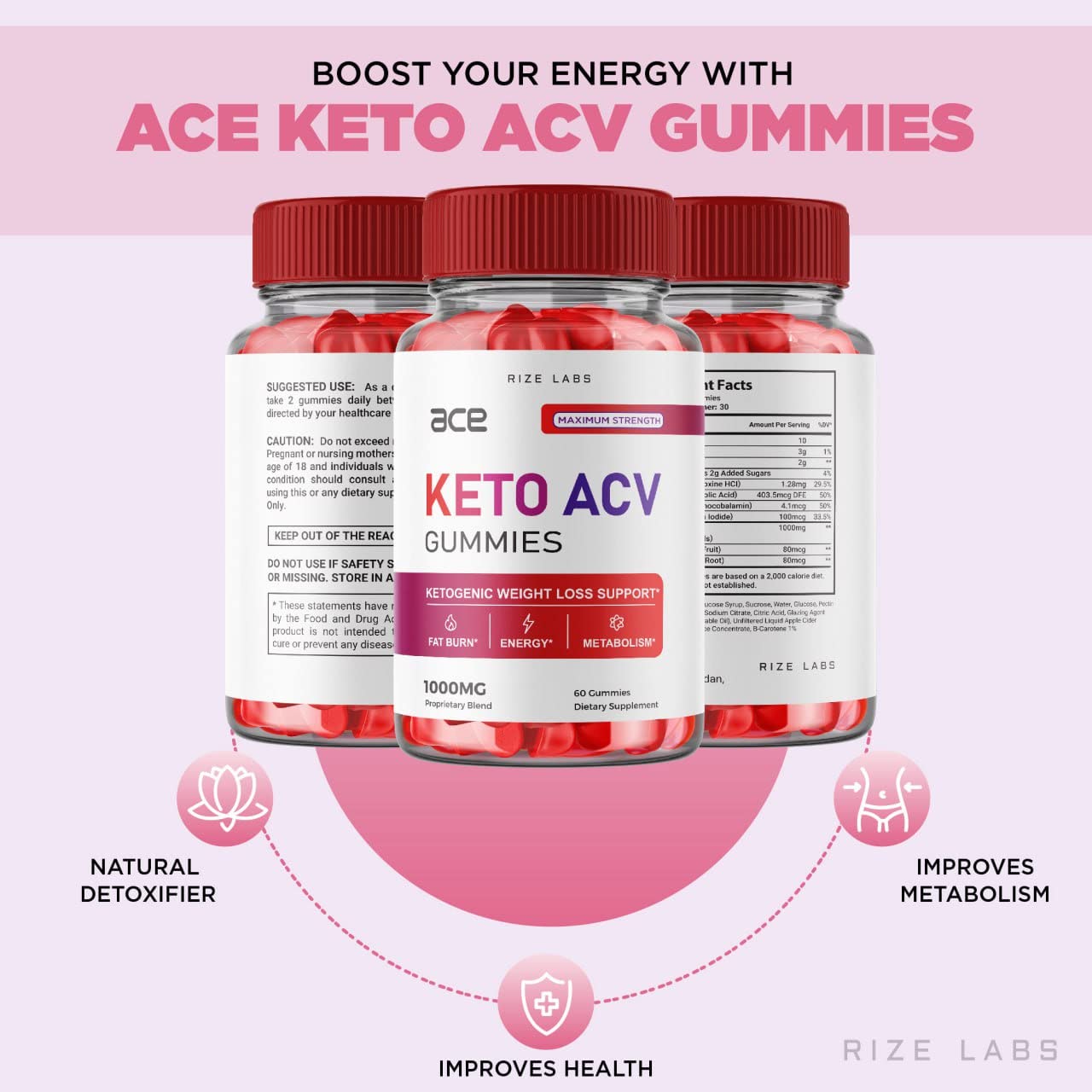 Rize Labs Ace Keto ACV Gummies for Advanced Weight Loss with Apple Cider Vinegar Supplement Belly Fat Extra Strength, 300 Gummies