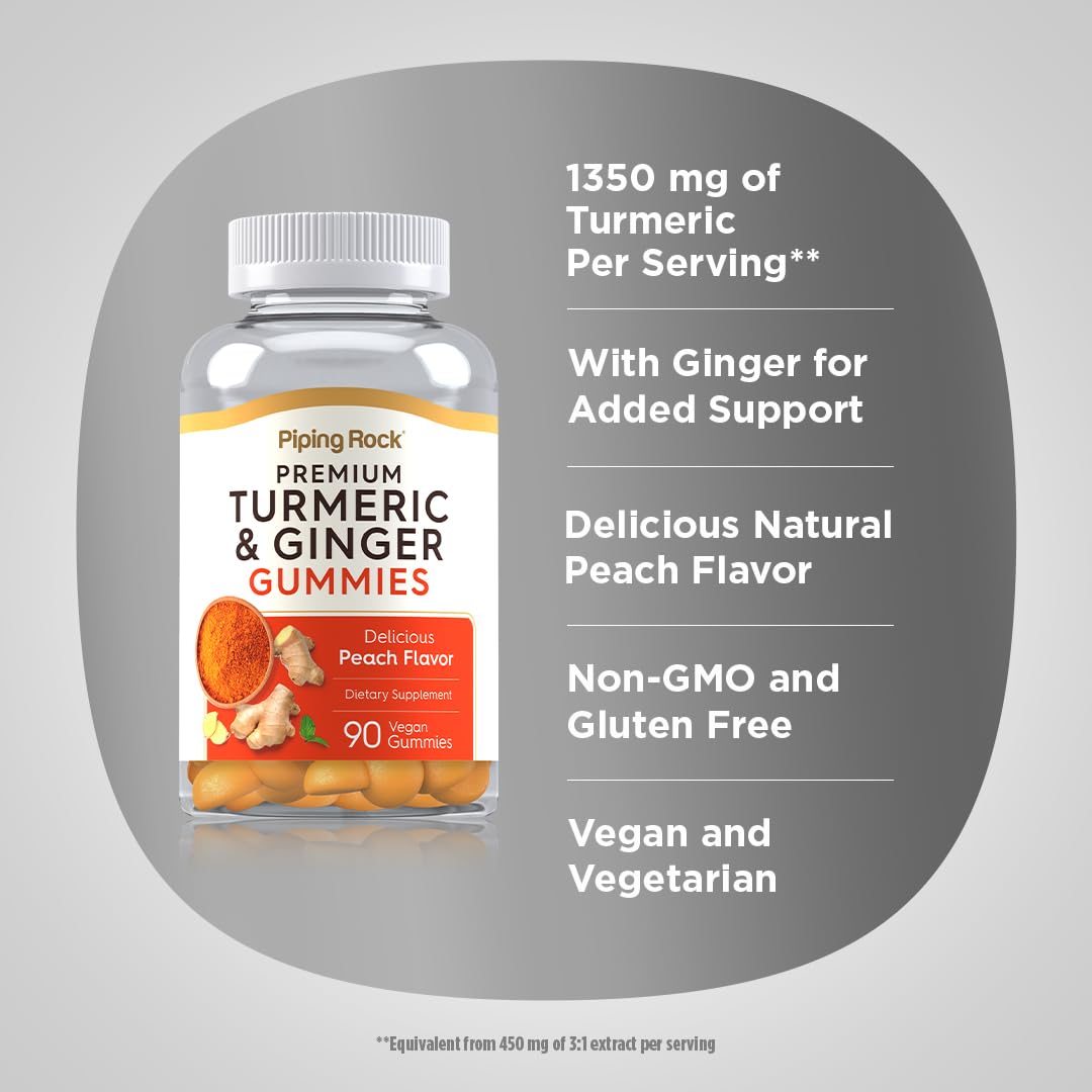 Piping Rock Turmeric and Ginger Gummies 90 Count