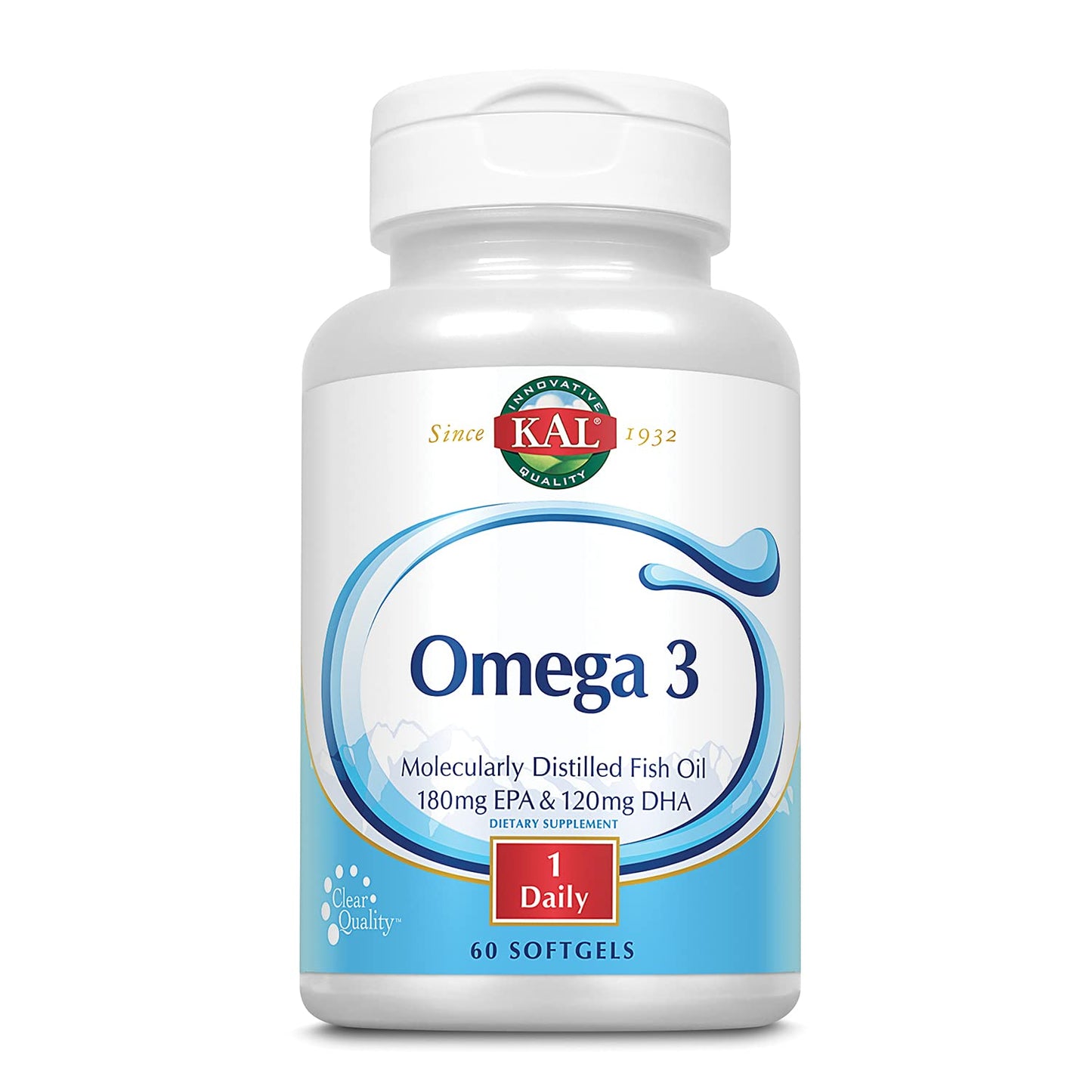 KAL Omega-3 Fish Oil 1000 mg Softgels, 60 Count
