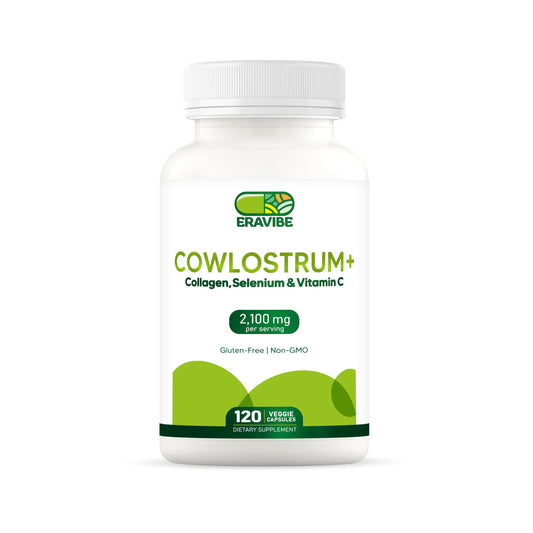 ERAVIBE Colostrum 4-in-1 Supplement Capsules with Collagen, Selenium & Vitamin C, 2100mg, 120 Count