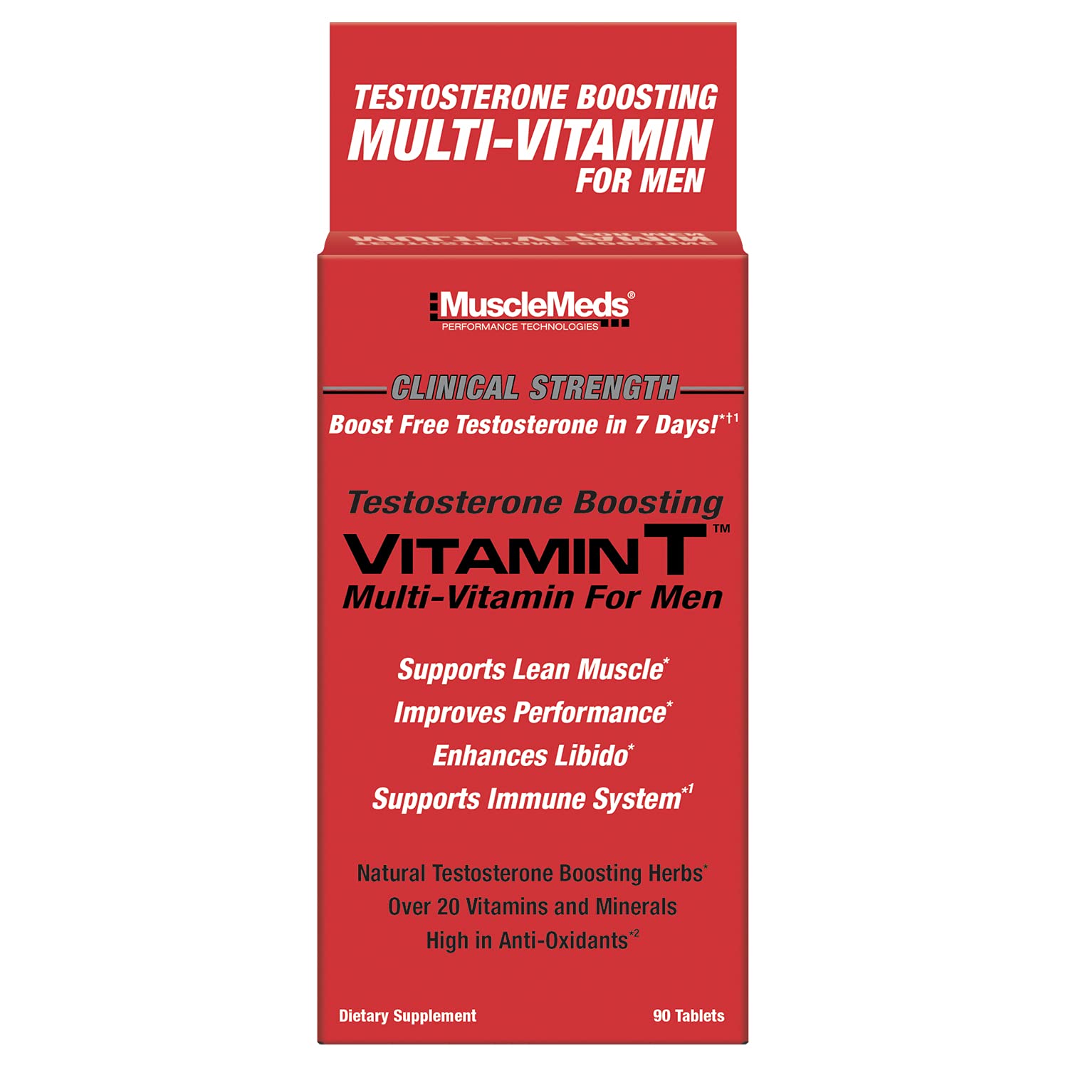 MuscleMeds Vitamin T Daily Complete Multivitamin for Men Capsule, 90 Count