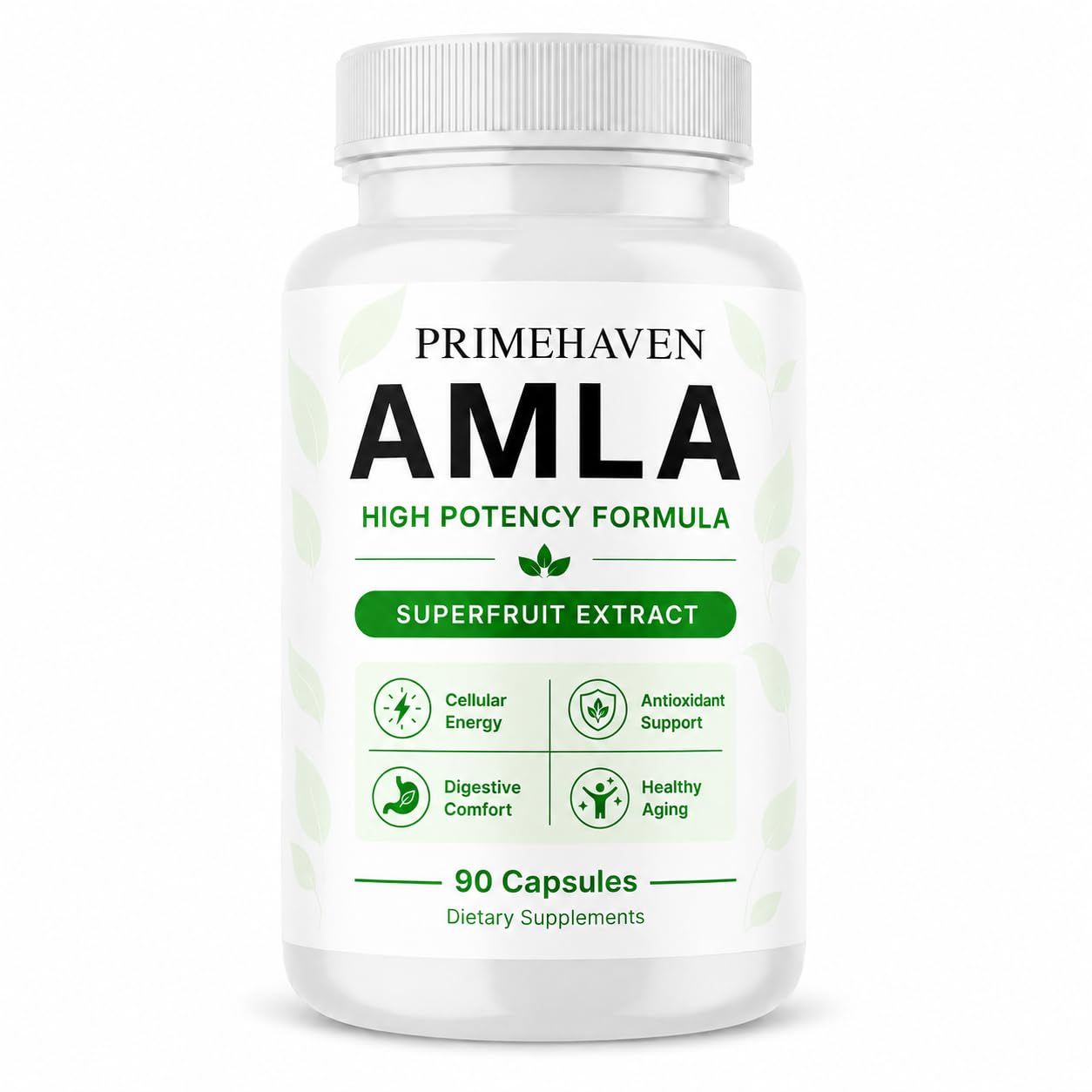 PRIMEHAVEN Organic Amla Capsules 1000mg, Indian Gooseberry Amla Fruit Supplement, Organic Amla Superfruit Extract for Antioxidant Activity, Daily Energy & Digestive Support, Vegan Non-GMO, 90 Capsules