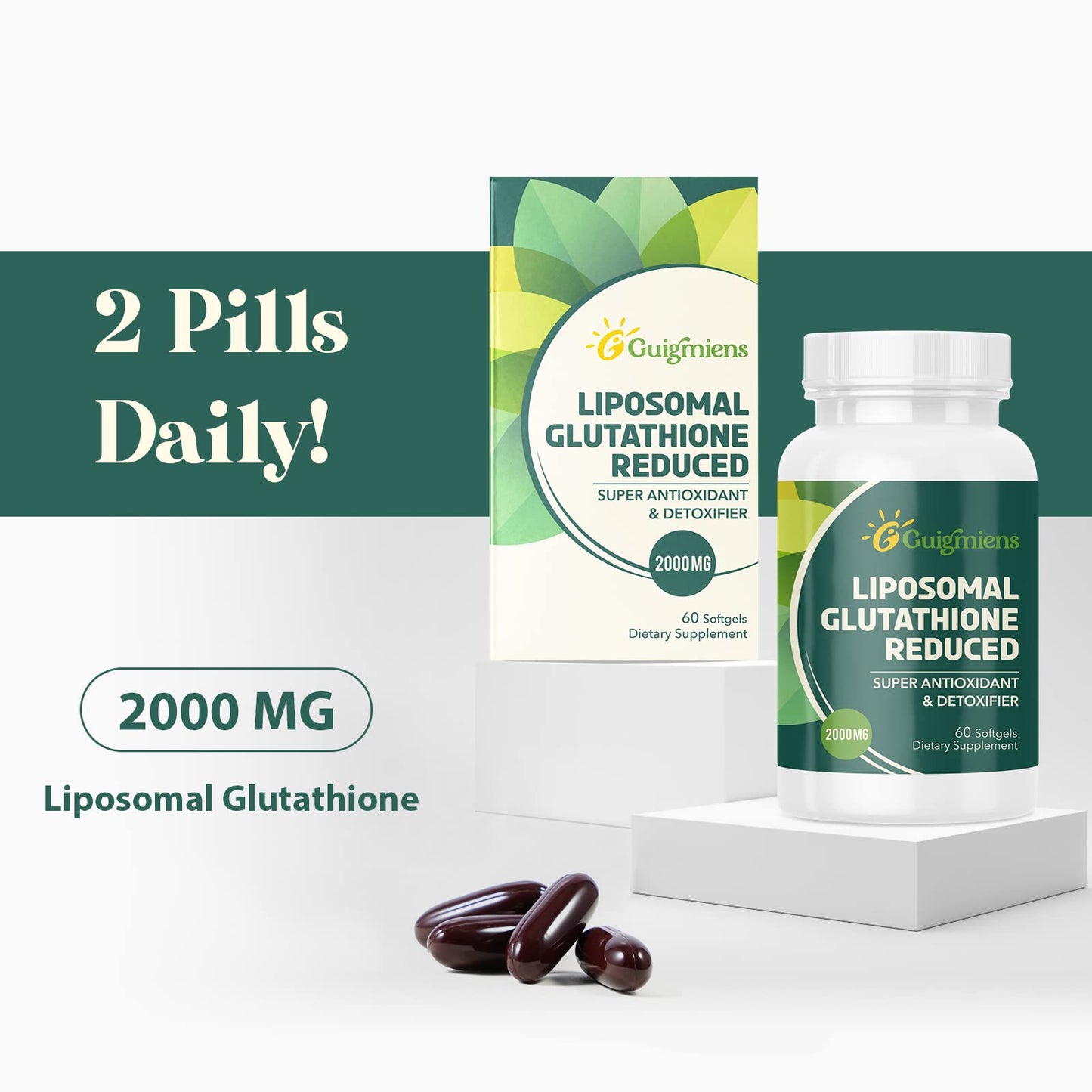 Guigmiens Liposomal Glutathione 2000 MG Softgels, 120 Count