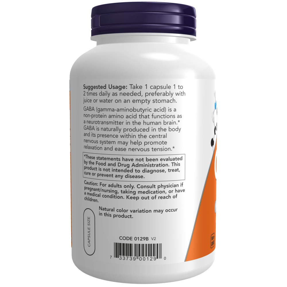 NOW Foods GABA 750 mg Capsule, 200 Veg Capsules