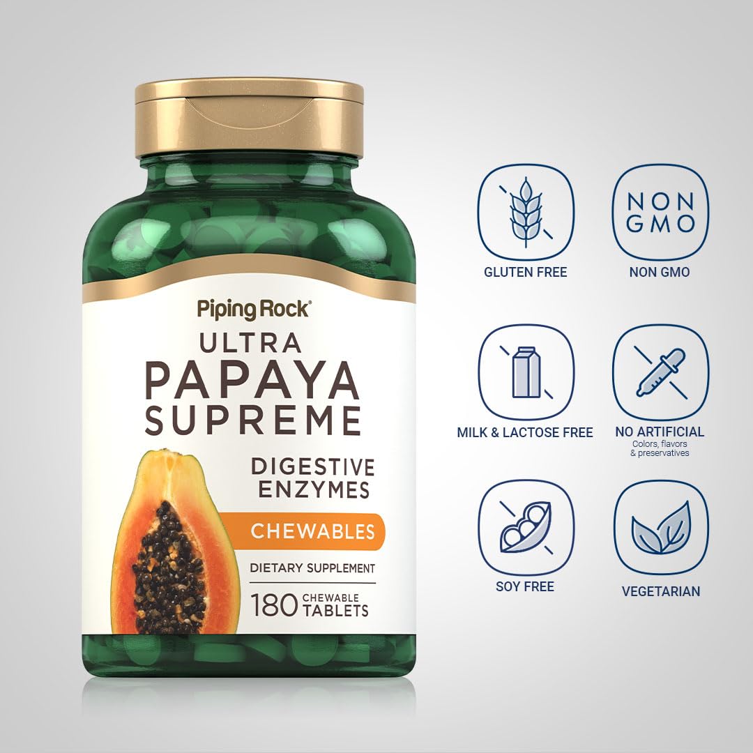 Piping Rock Papaya Digestive Enzymes Tablet 180 Tablets