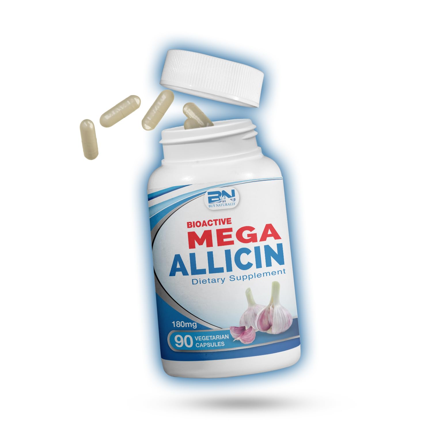 BuyNaturally Potent Allicin Odor Controlled Garlic Supplement by Mega Allicin Capsules, 90 Count