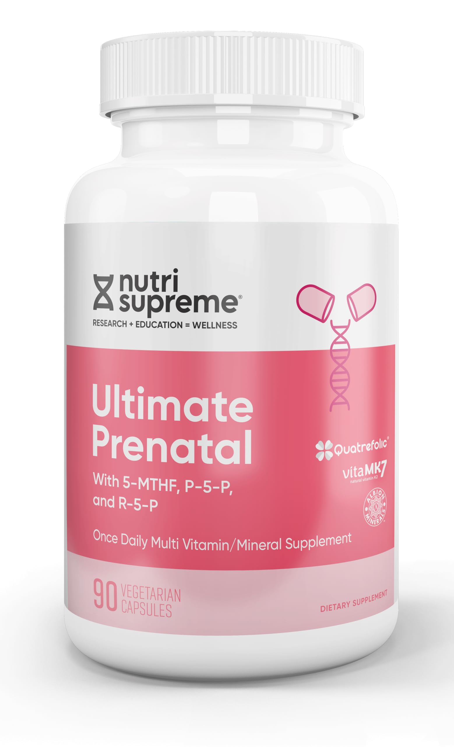 NUTRI-SUPREME RESEARCH Prenatal Vitamin with Methyl Folate and Iron Capsule, 90 Count