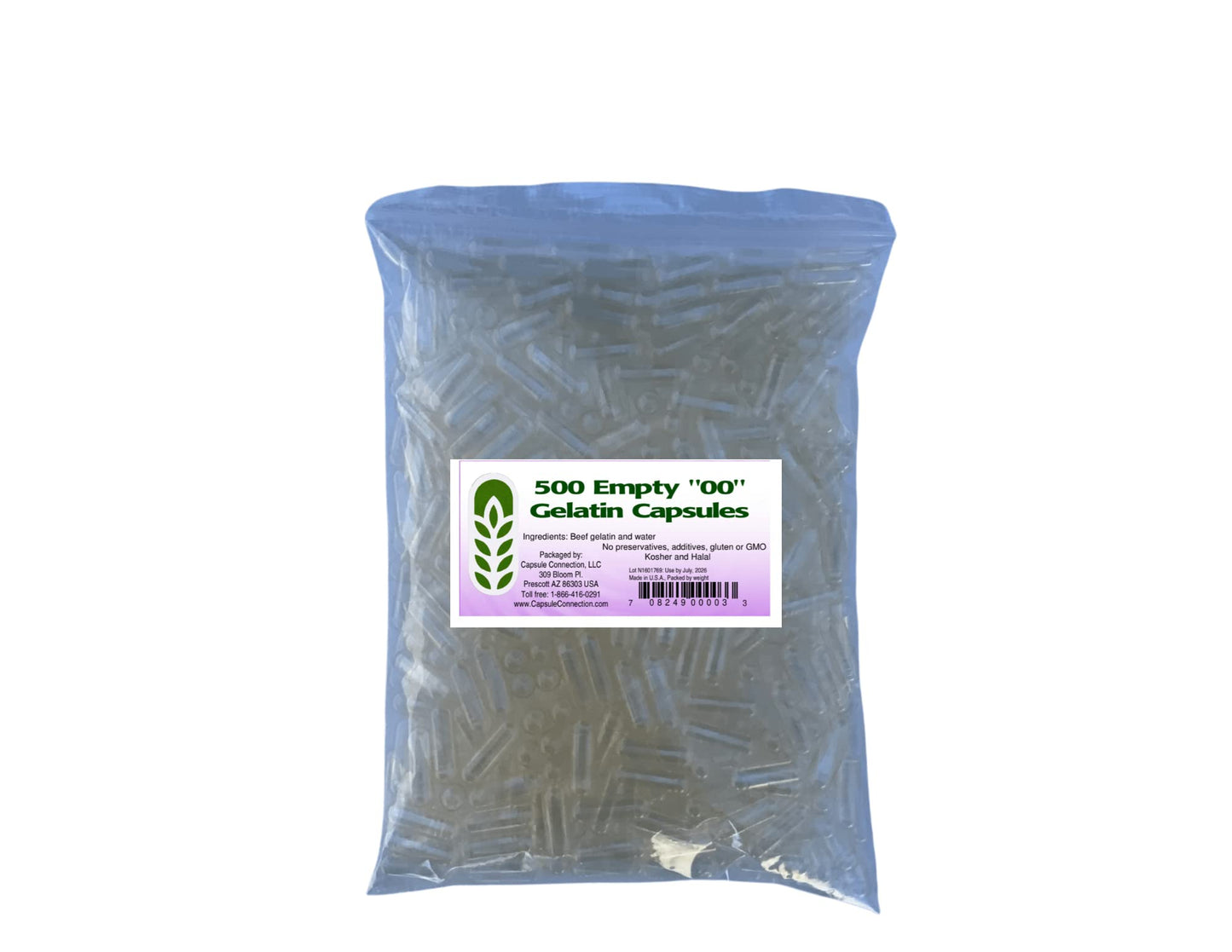 Capsule Connection USA-Made Empty Gelatin Capsules, 500 Count