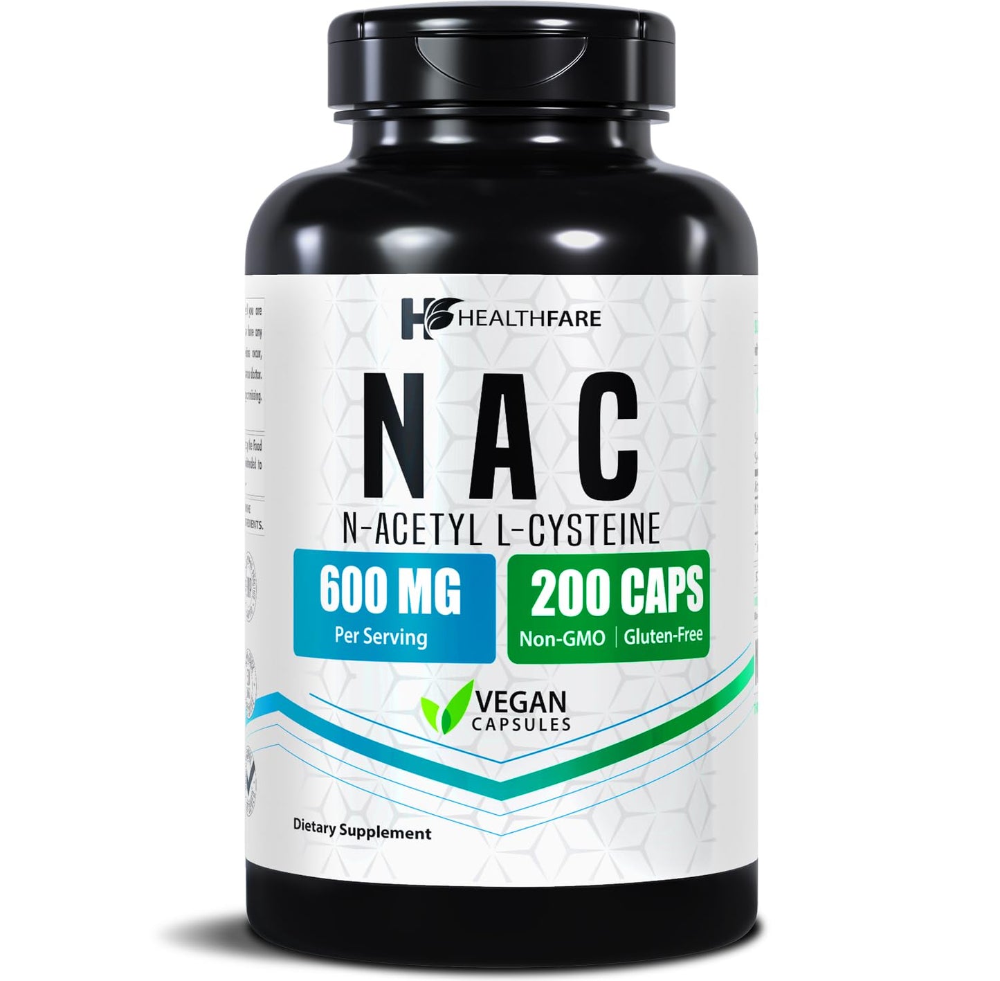 Healthfare NAC N-Acetyl L-Cysteine Supplement 600mg Capsule, 200 Count