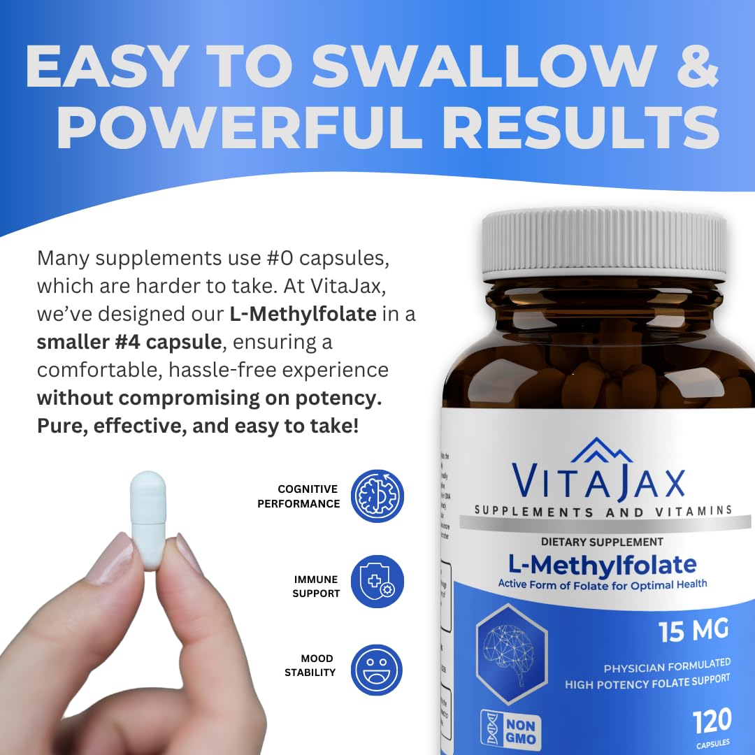 VITAJAX L-Methylfolate 15 mg Capsule, 120 Count