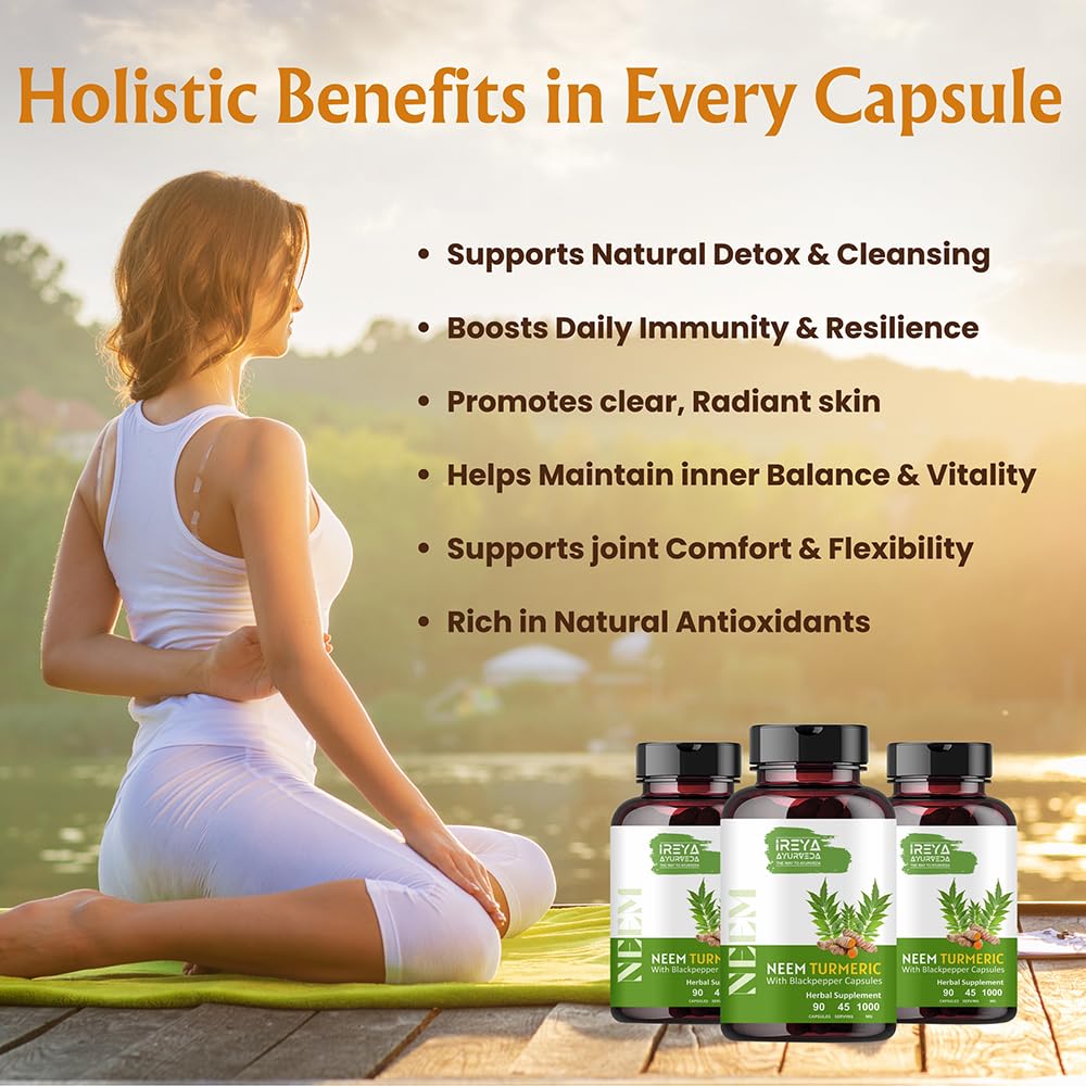 Ireya Ayurveda Neem & Turmeric Capsules, Capsule, 90 Count