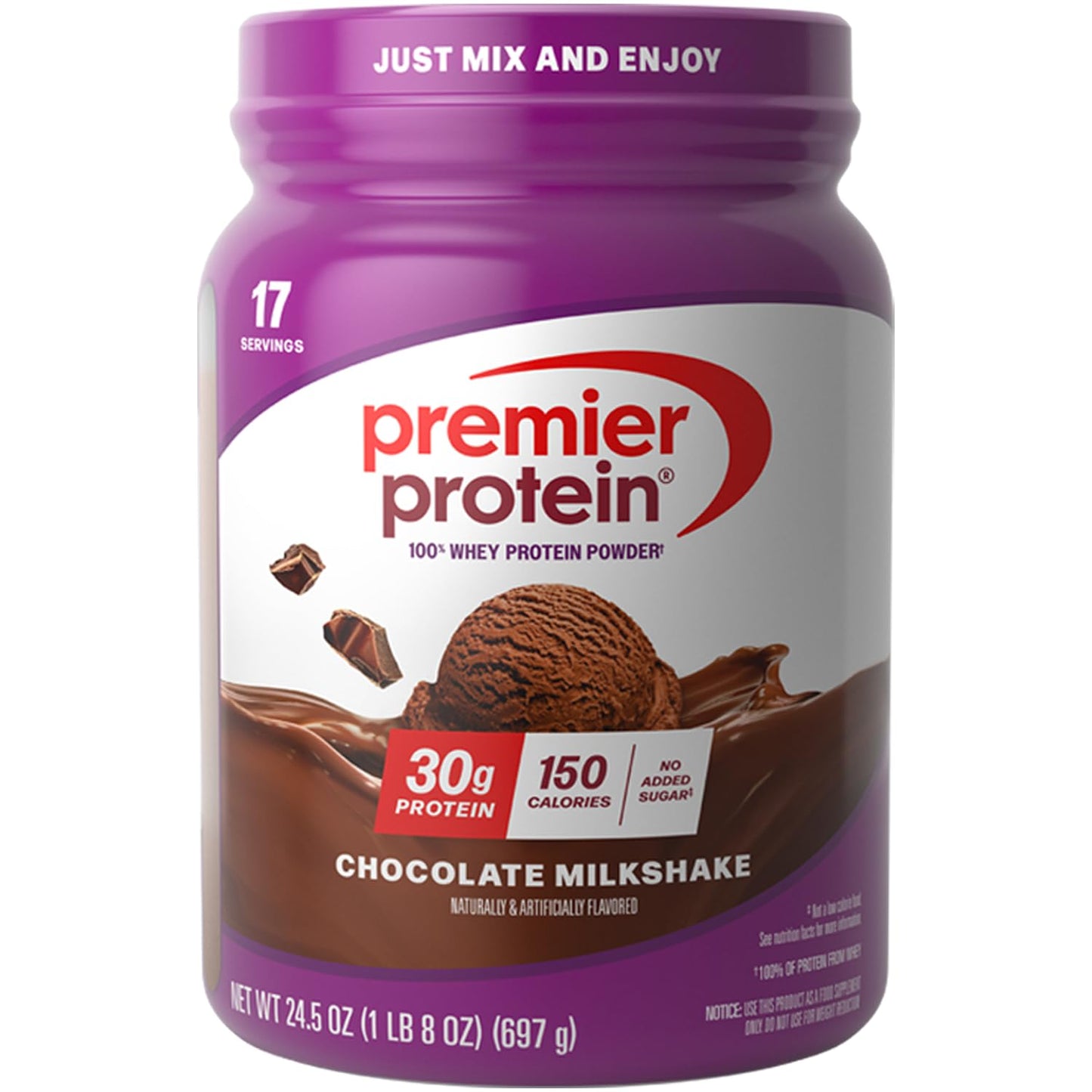 Premier Protein 30g High Protein Powder, 100% Whey, Chocolate, 24.5 oz