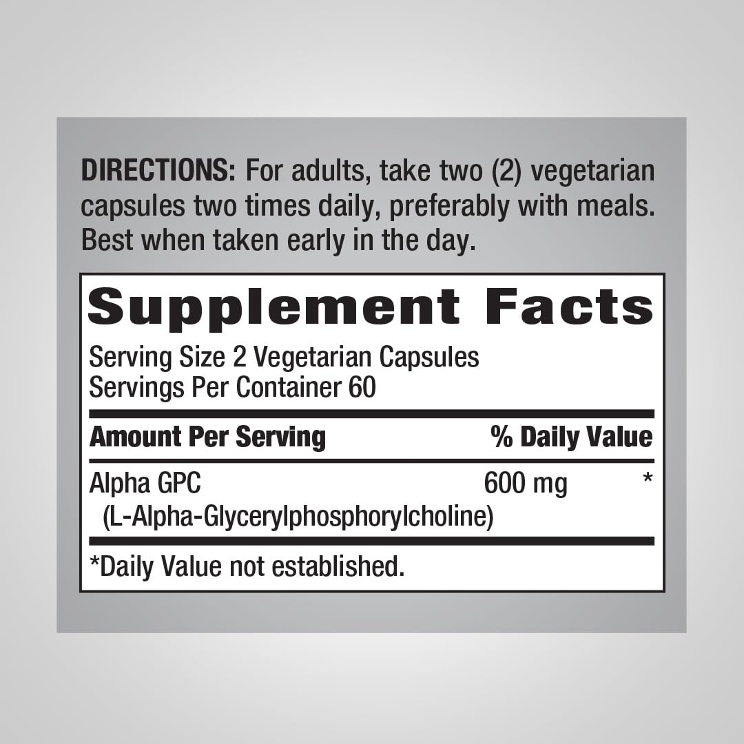 Piping Rock Alpha GPC 600 mg 120 Capsules
