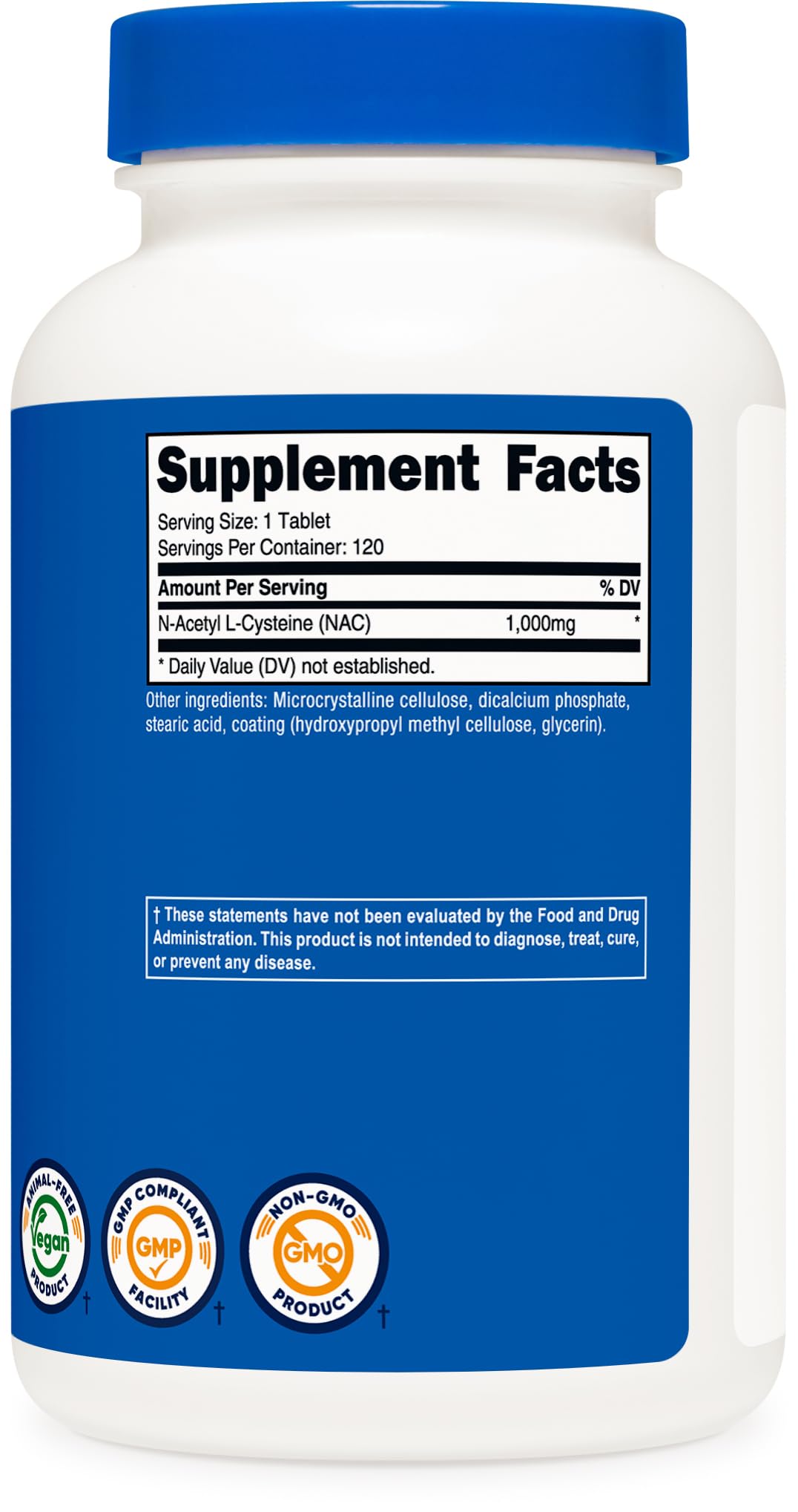 Nutricost N-Acetyl L-Cysteine (NAC) 1000mg Tablet 120 Count