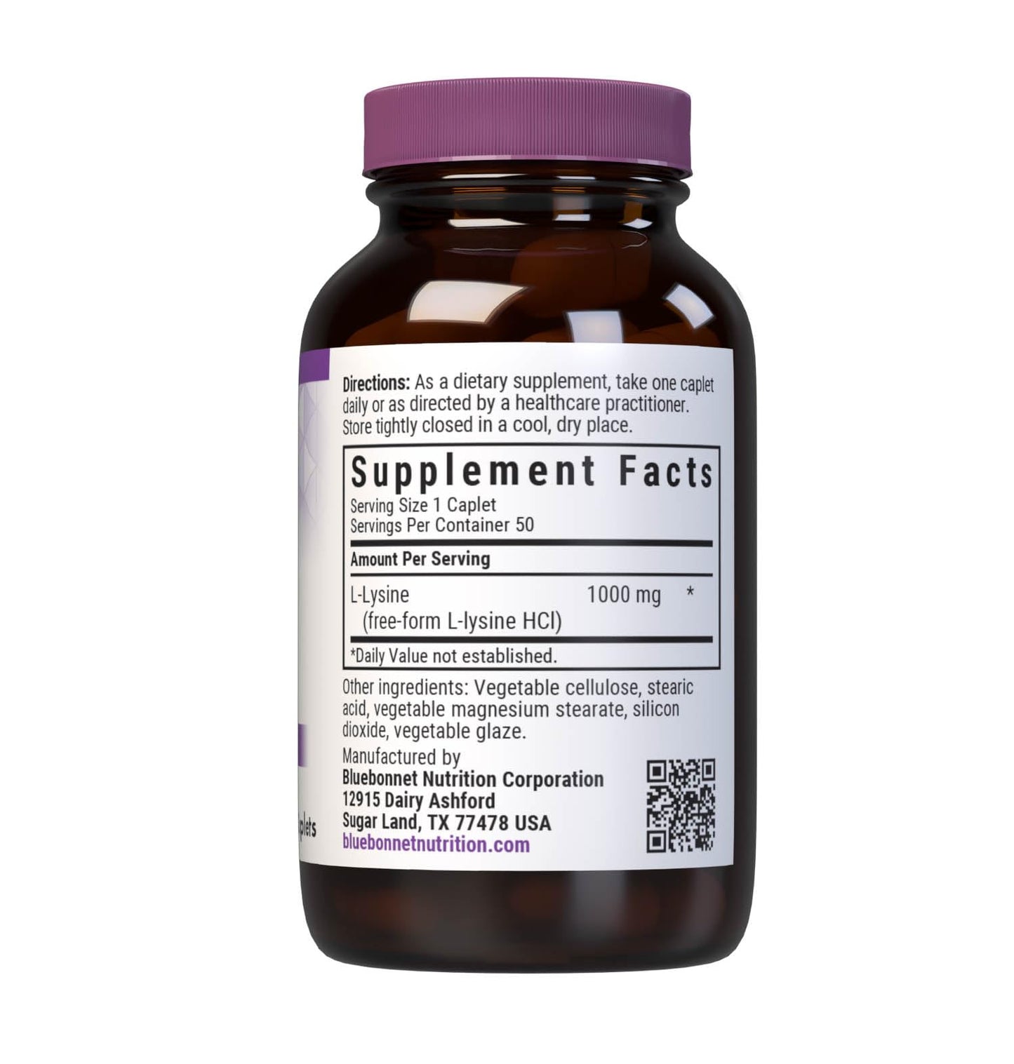 BlueBonnet L-Lysine 1000 mg Capsule, 50 Count