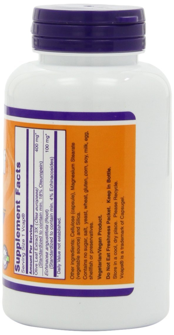 NOW Foods Olive Leaf Extract with Echinacea Capsules Pack of 2