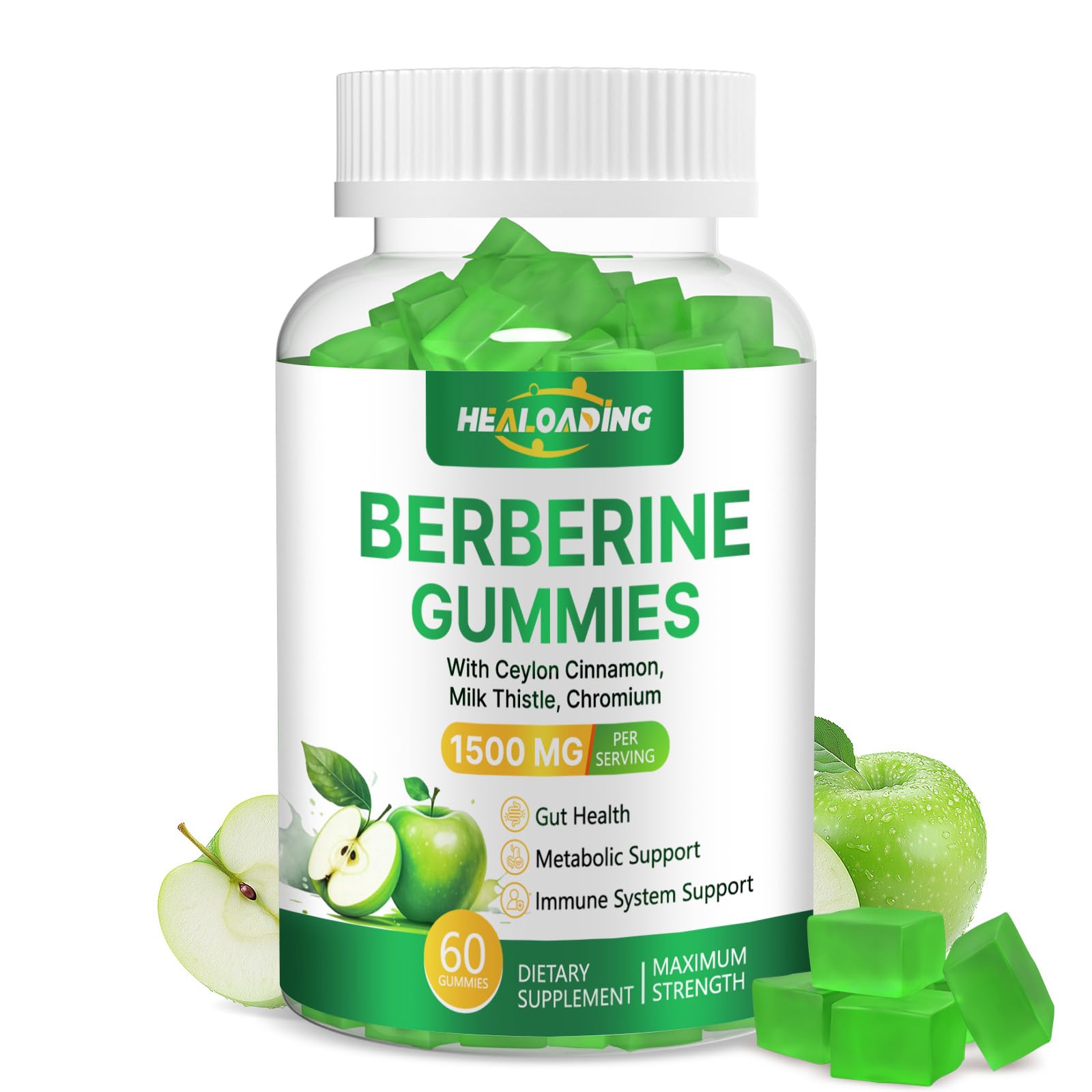 HEALOADING Berberine Gummies with Ceylon Cinnamon, 60 Gummies