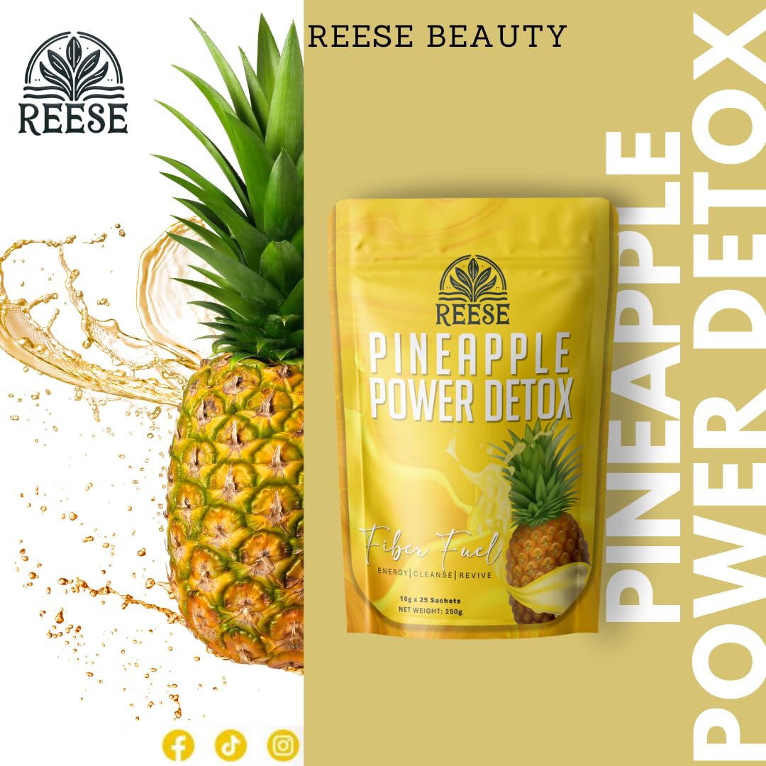 REESE Pineapple Power Detox - Cleansing Drink - All Natural Premium Ingredients - Powder, 11.15 Ounce