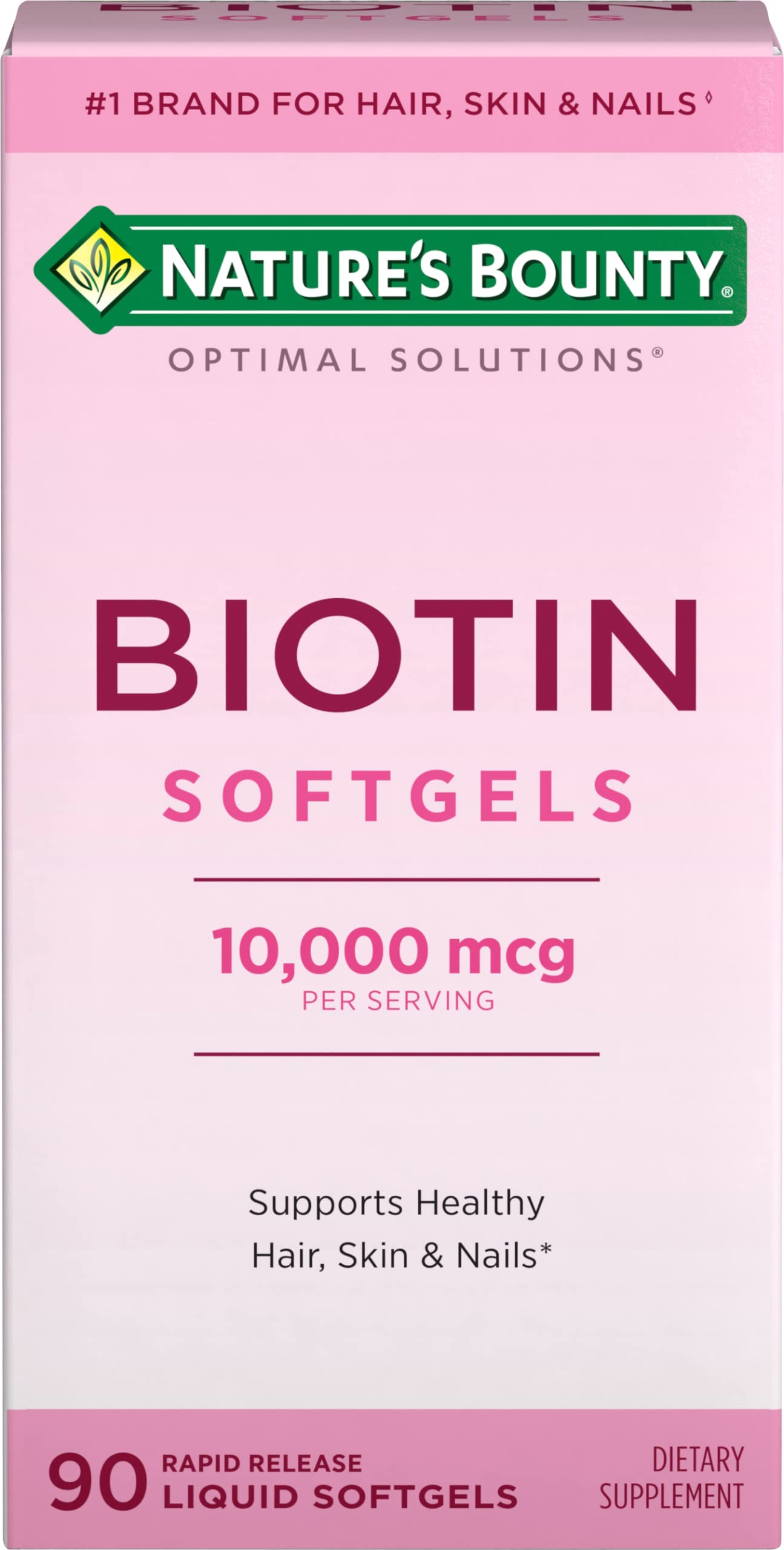 Nature's Bounty Optimal Solutions Biotin 10000mcg Supplement Softgels 90