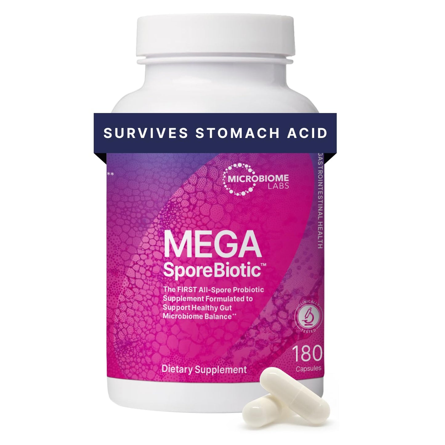 Microbiome Labs MegaSporeBiotic Probiotics for Women & Men - Spore-Based Probiotic for Gut Health & Digestive Support - 180 Capsules