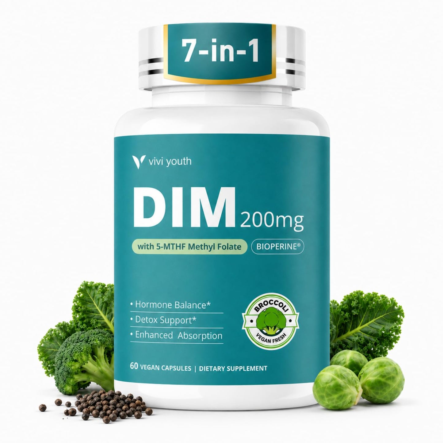 VIVI Youth DIM Supplement 200 mg Capsule, 60 Capsules
