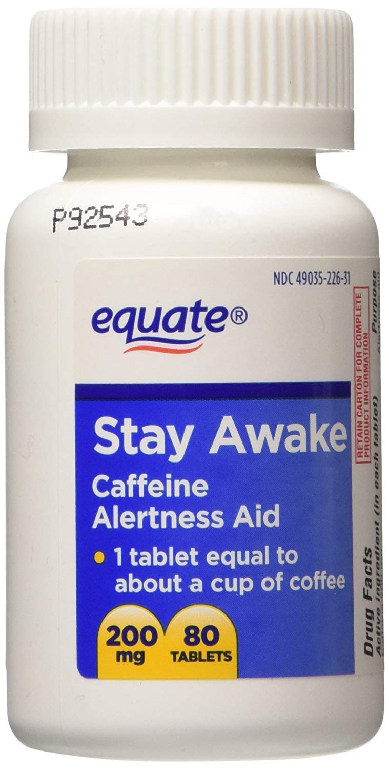 Equate Stay Awake Alertness Aid with Caffeine Maximum Strength Tablets 80 Count