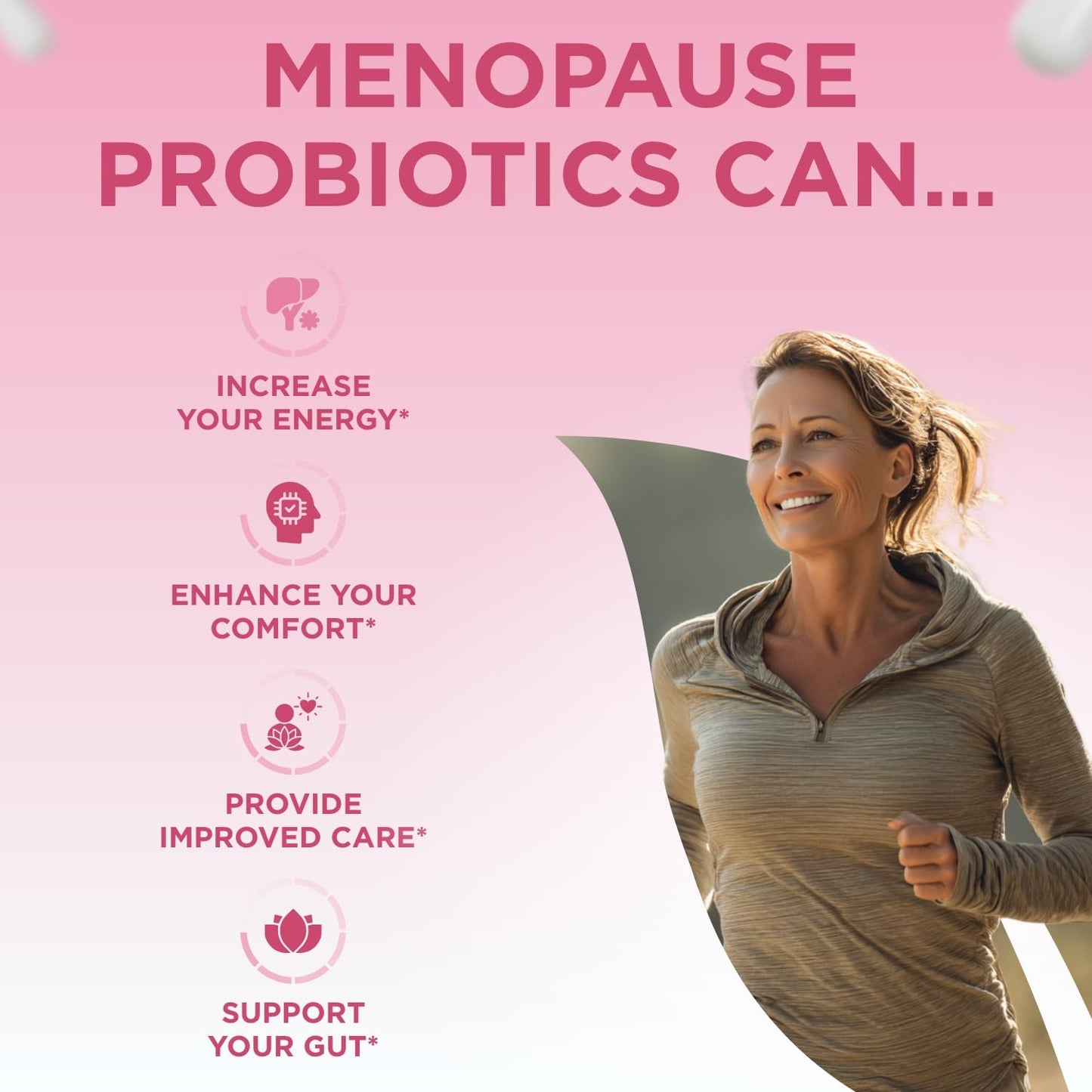 Clear Formulas 120 Billion CFU Menopause Probiotics for Women Complete Relief Formula with Prebiotics and Cranberry Extract 60 Capsules