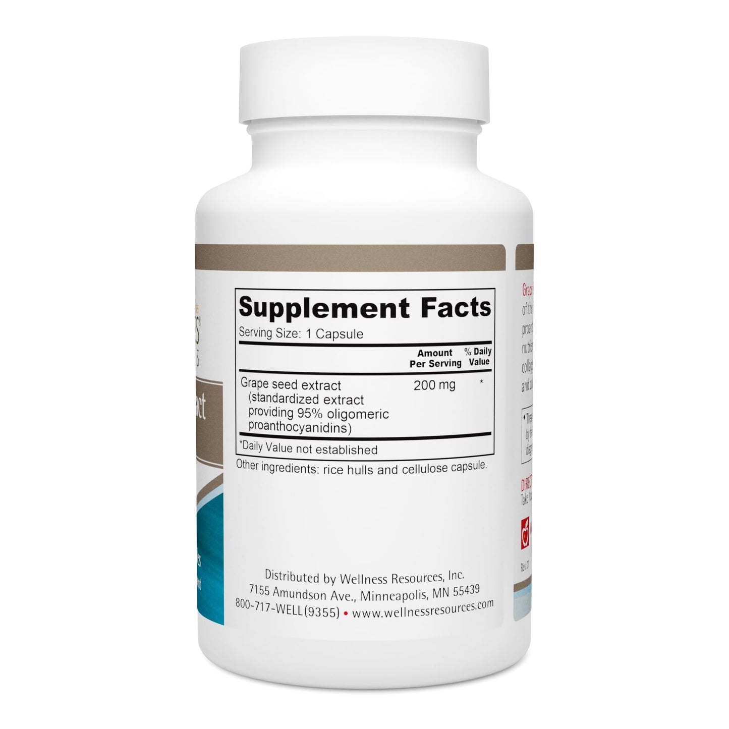 Wellness Resources Grape Seed Extract Supplement Capsules, 100 Capsules