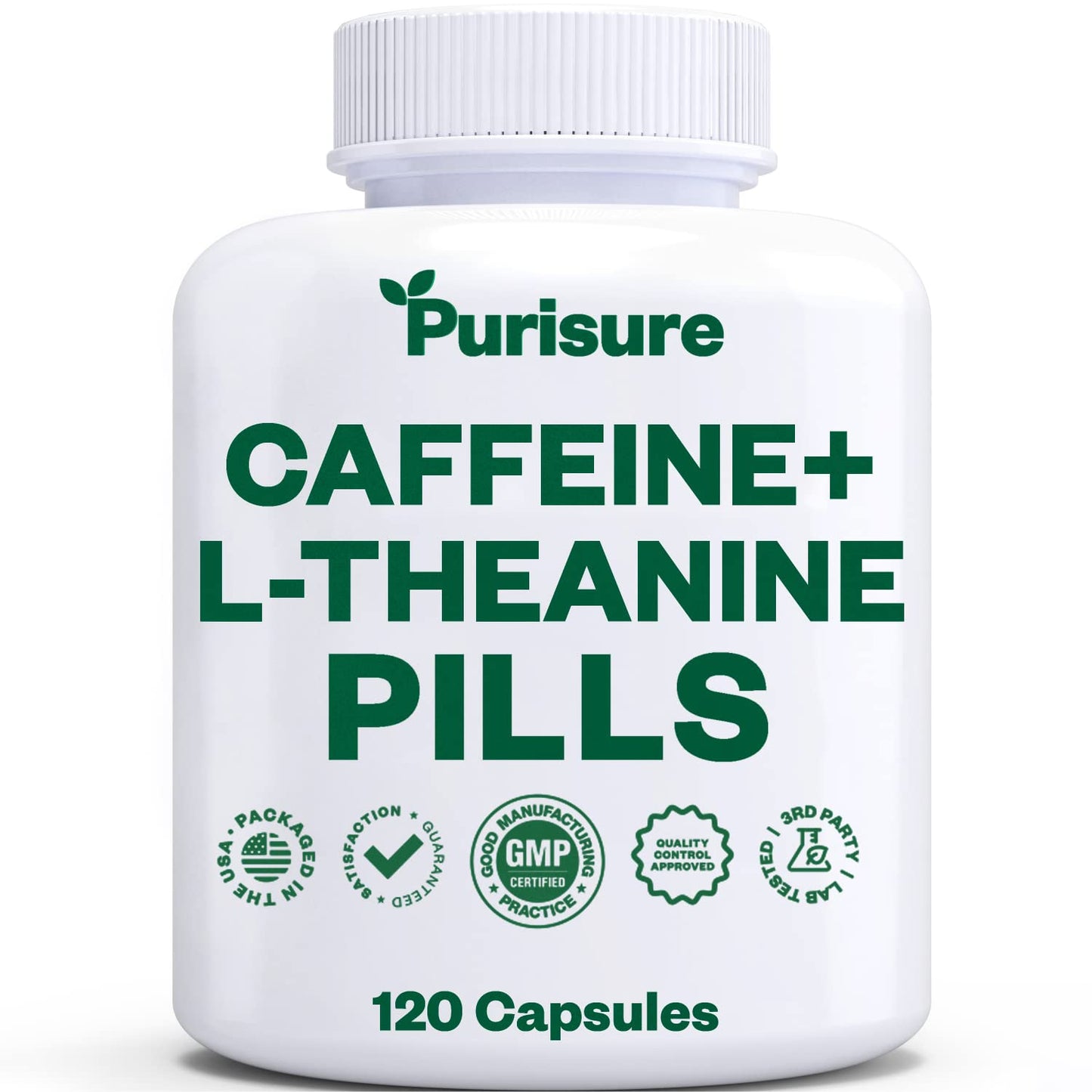 Purisure Caffeine Theanine Capsules, 120 Capsules