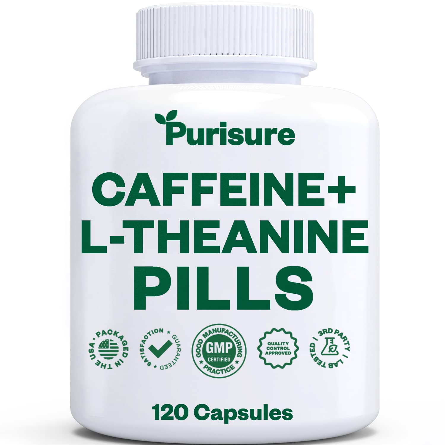 Purisure Caffeine Theanine Capsules, 120 Capsules