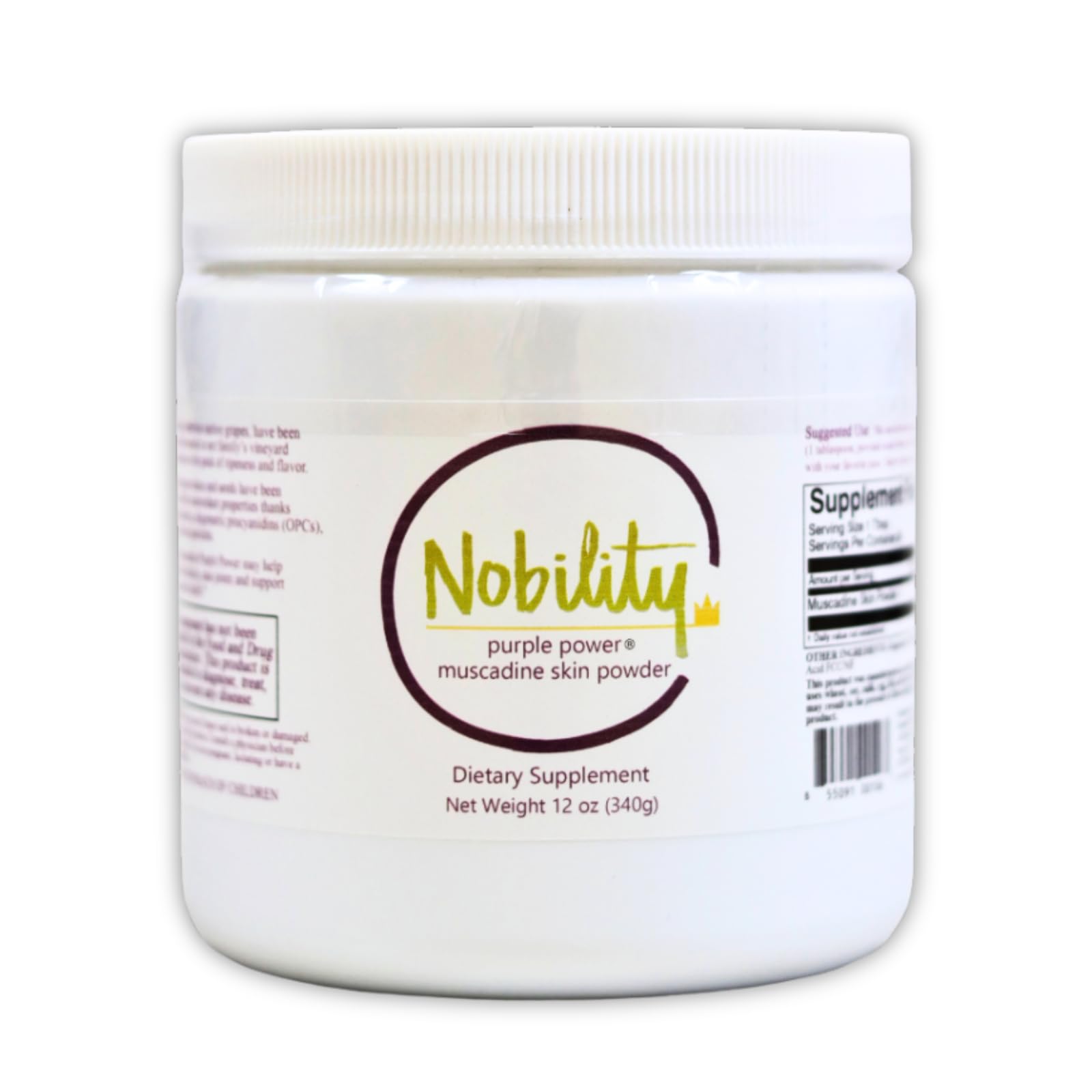 NOBILITY Purple Power – Muscadine Skin Powder for Smoothies, Juice & Yogurt – Heart Healthy Antioxidants, 12
