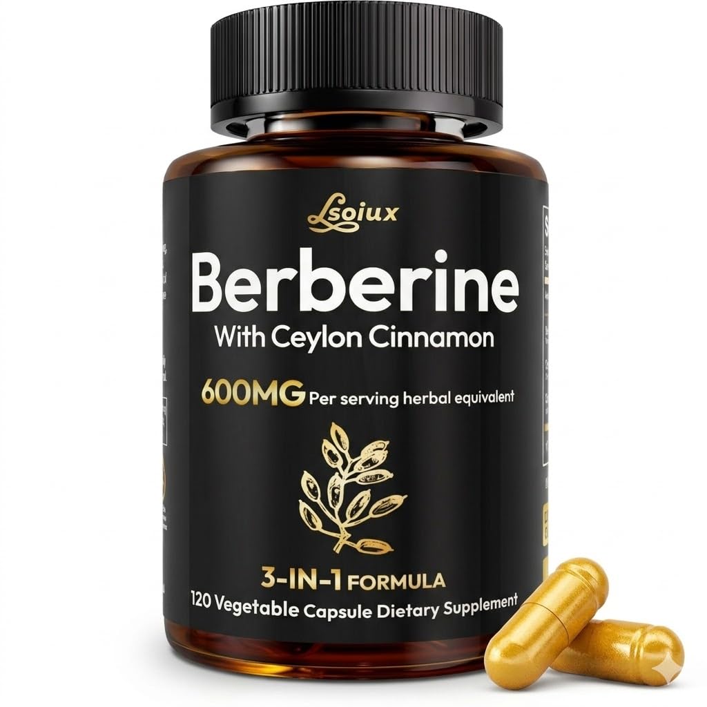LSOIUX Liposomal Berberine with Ceylon Cinnamon for Gut Support 120 Capsules