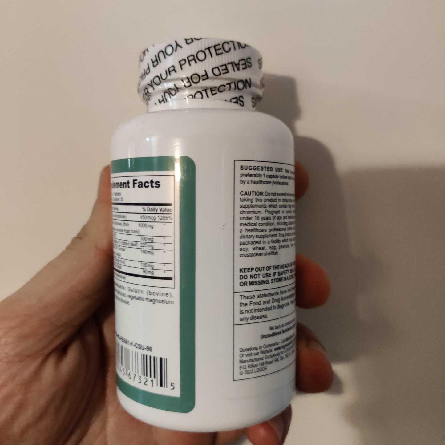 Logos Nutritionals FitCose 1C Berberine, Chromium & Cinnamon Capsule, 90 Capsules