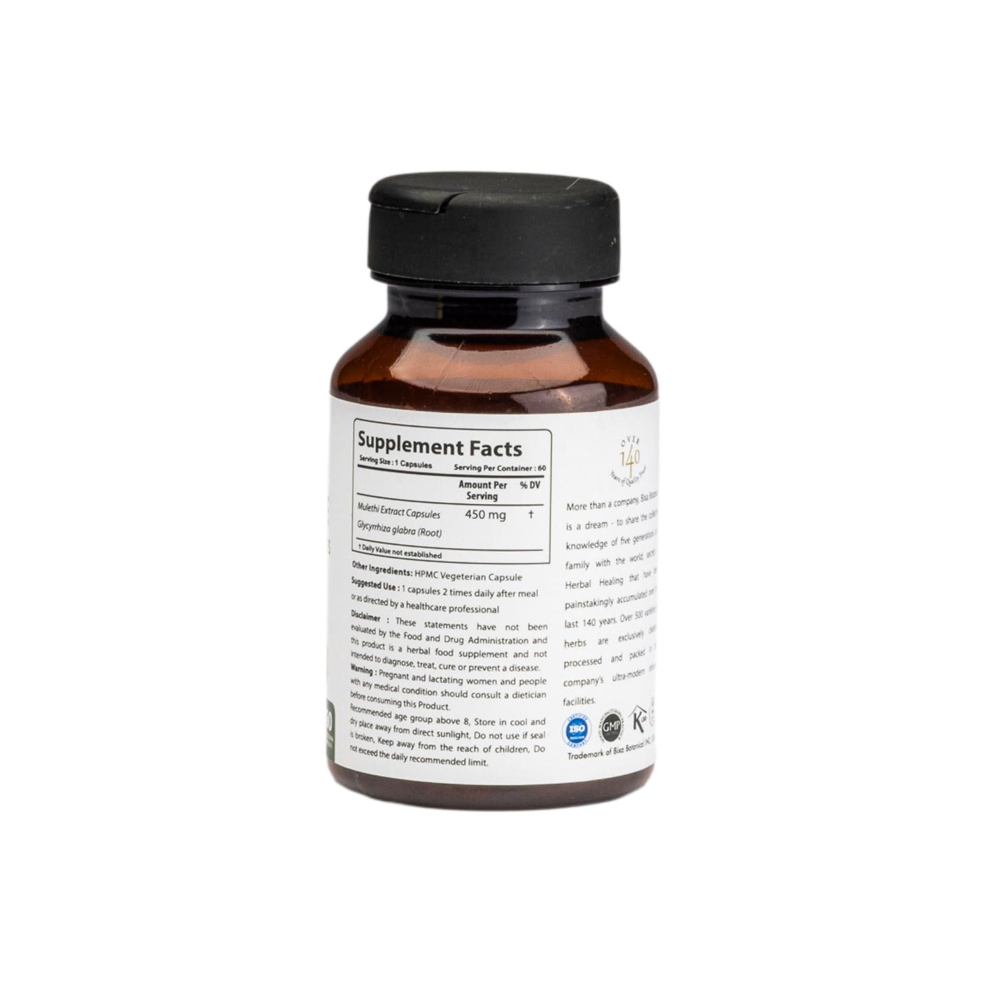 bixa BOTANICAL Licorice Root Extract Capsule, 60 Capsules