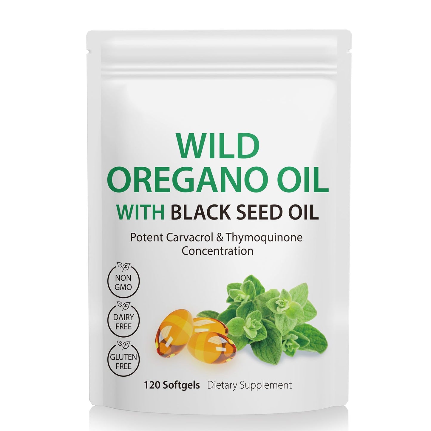 Nyloriaine Oil of Oregano with Black Seed Oil Capsules, 120 Count