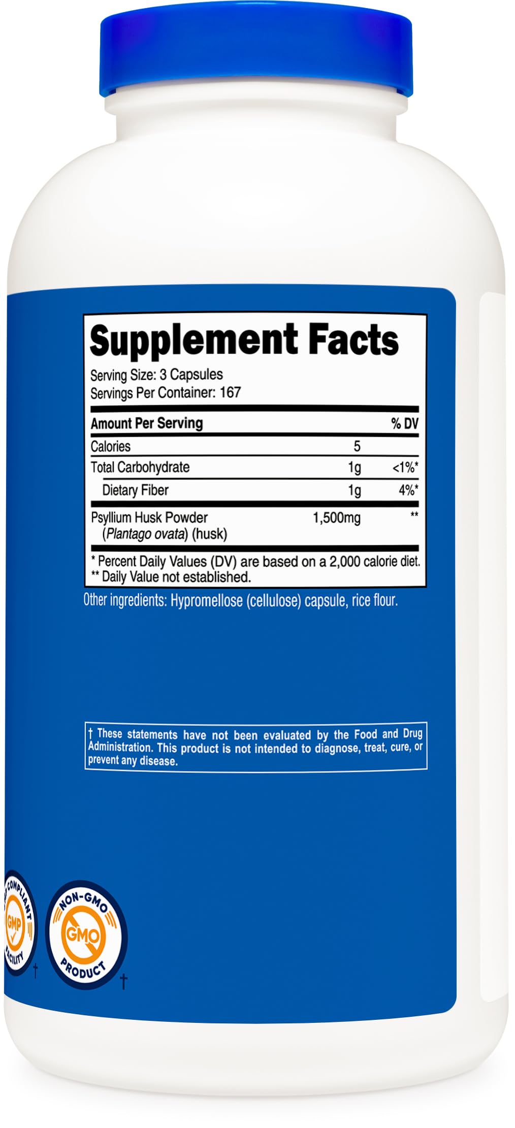 Nutricost Psyllium Husk 1500mg Capsule, 500 Count