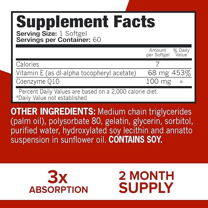 Qunol CoQ10 100mg Softgel, 60 Count