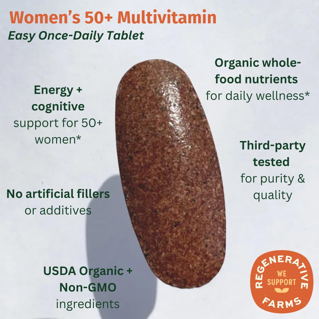 EarthFirst Organic Once Daily Multivitamin for Women 50+ Tablets, 30 Count