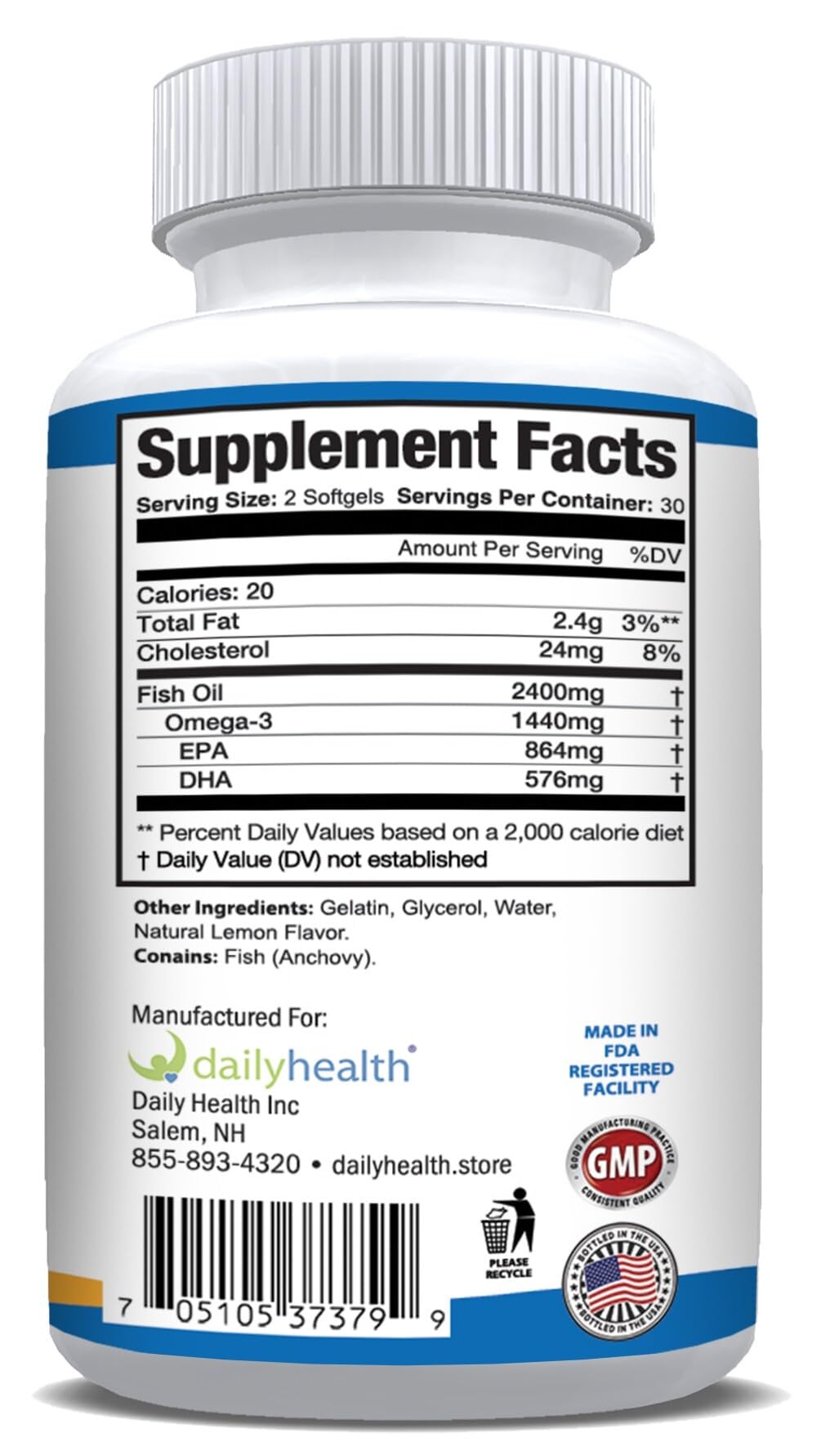Daily Health Omega 8060 2400mg Omega 3 Fish Oil Joint Health Supplement Capsules, 360 Capsules