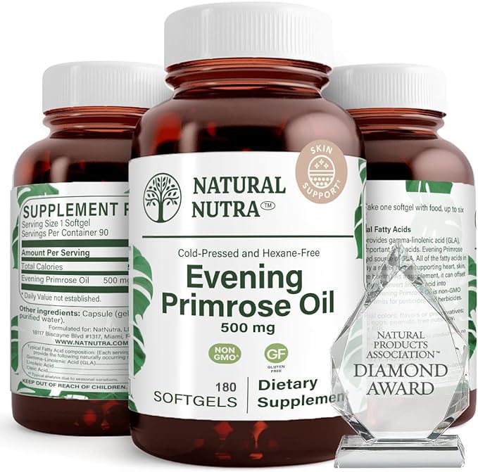Natural Nutra Evening Primrose Oil Supplement Softgel, 180 Softgels