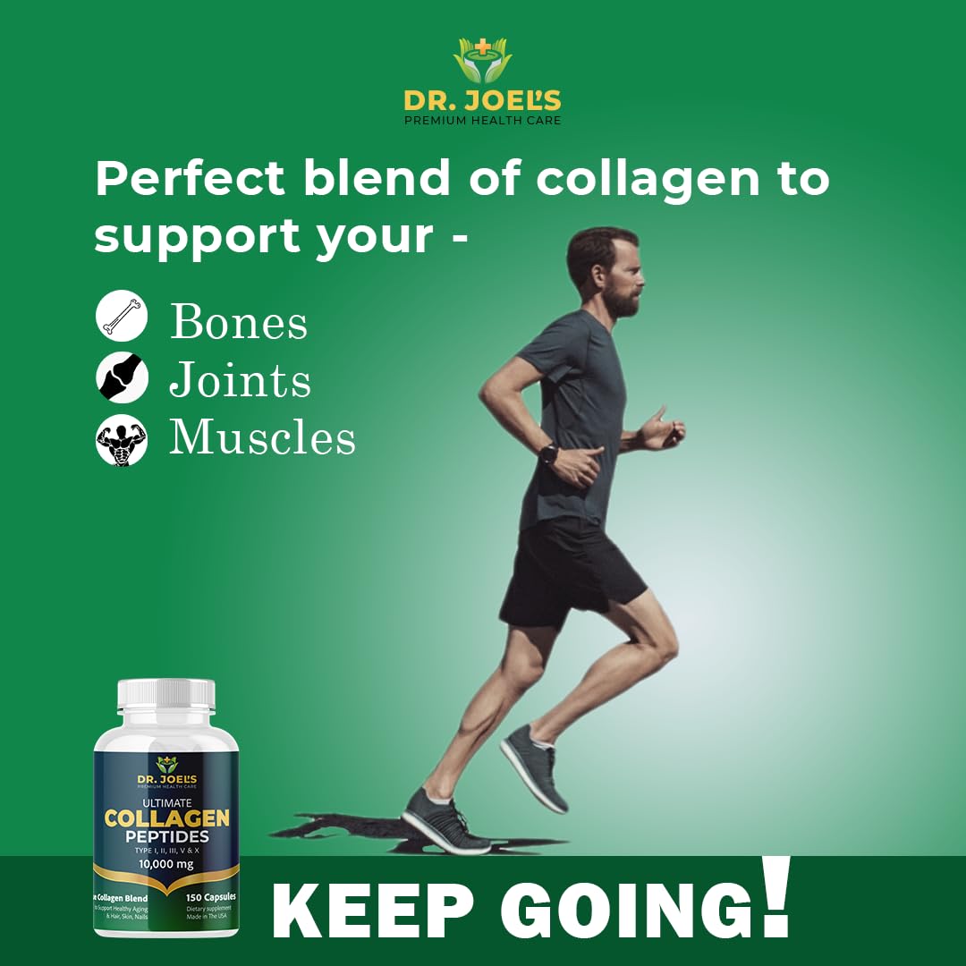 Dr. JOEL'S Multi Collagen Complex Capsules with Biotin - Type I, II, III, V & X - Made in the USA 150 Capsules