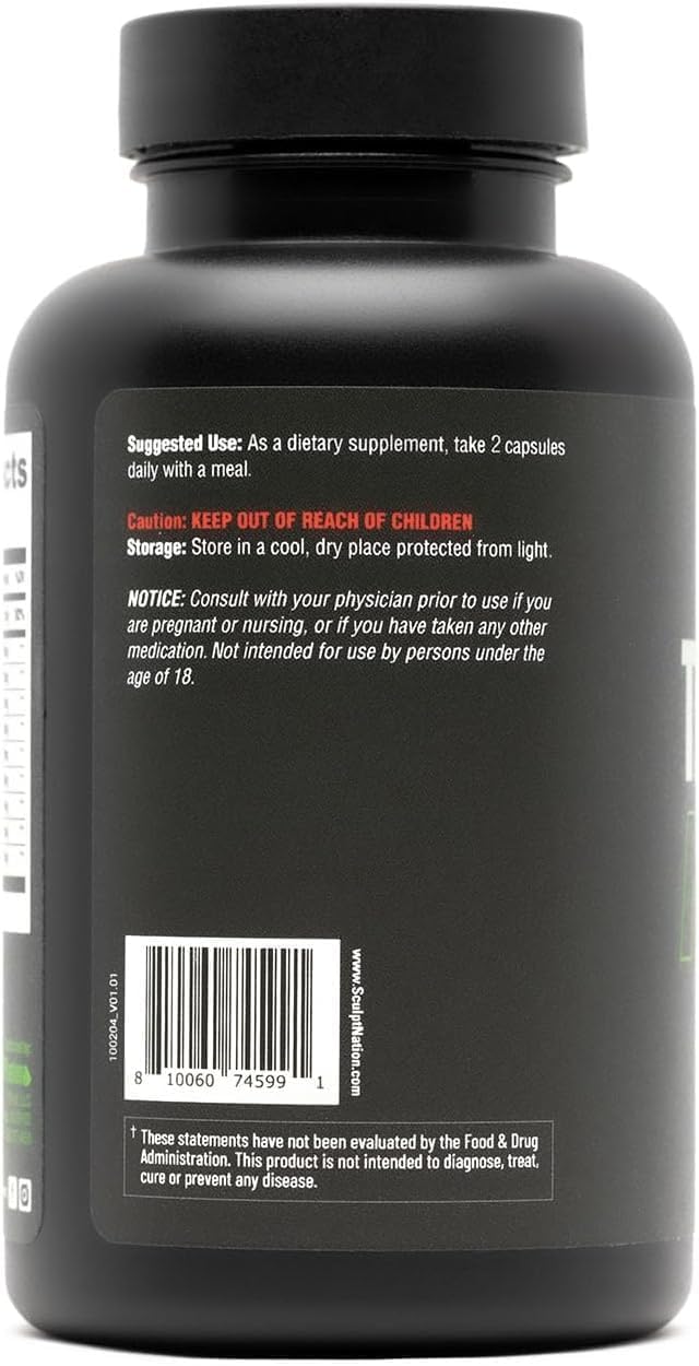 Sculpt Nation Tribulus Terrestris Supplement with Ashwagandha, Tribulus Extract and American Ginseng Root, 120 Capsules