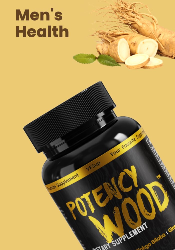 Potency Wood Ginseng Ashwagandha Ginkgo Tribulus Herbal Capsules, 60 Count