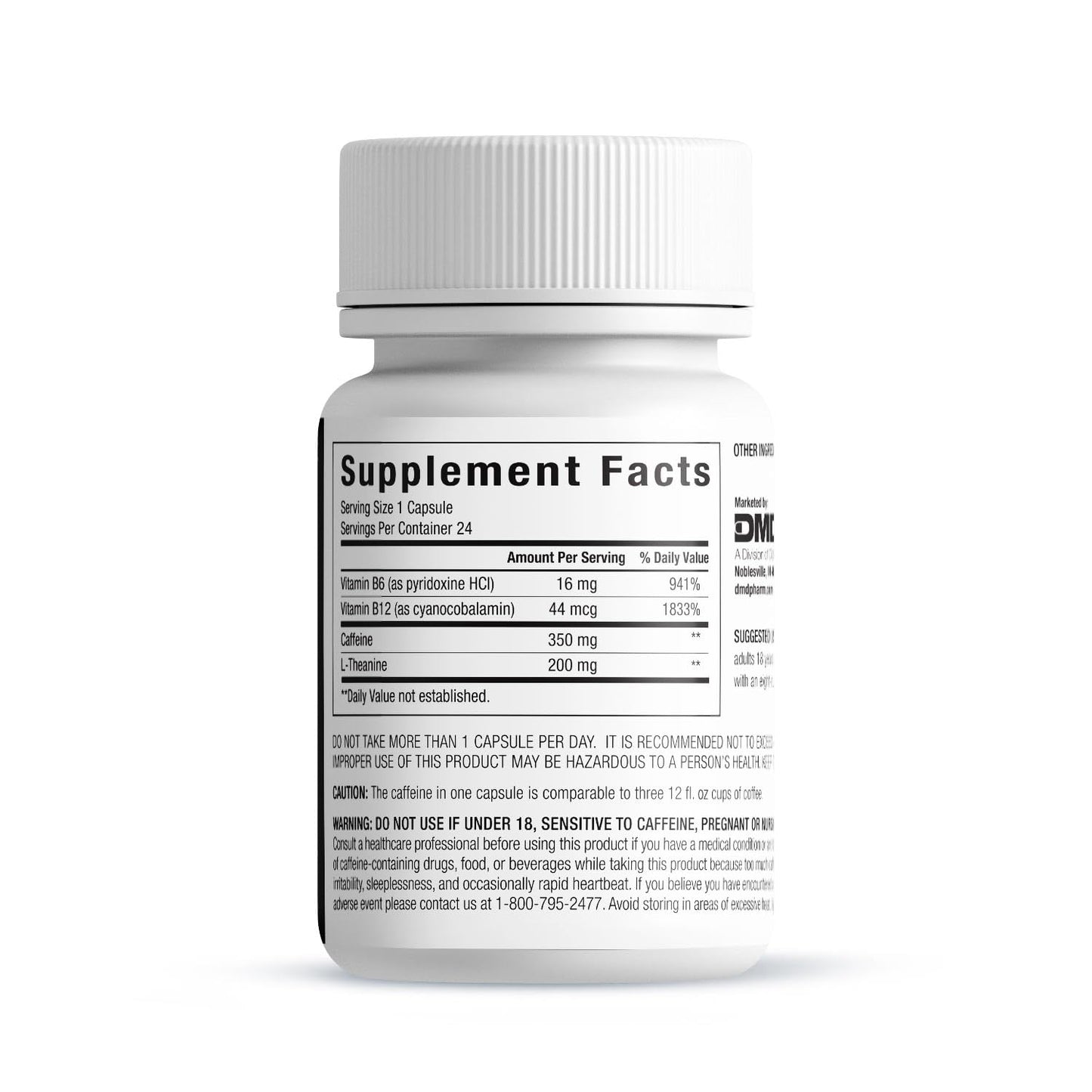 PEPTIME Energy Caffeine Capsules with L-Theanine, 24 Count