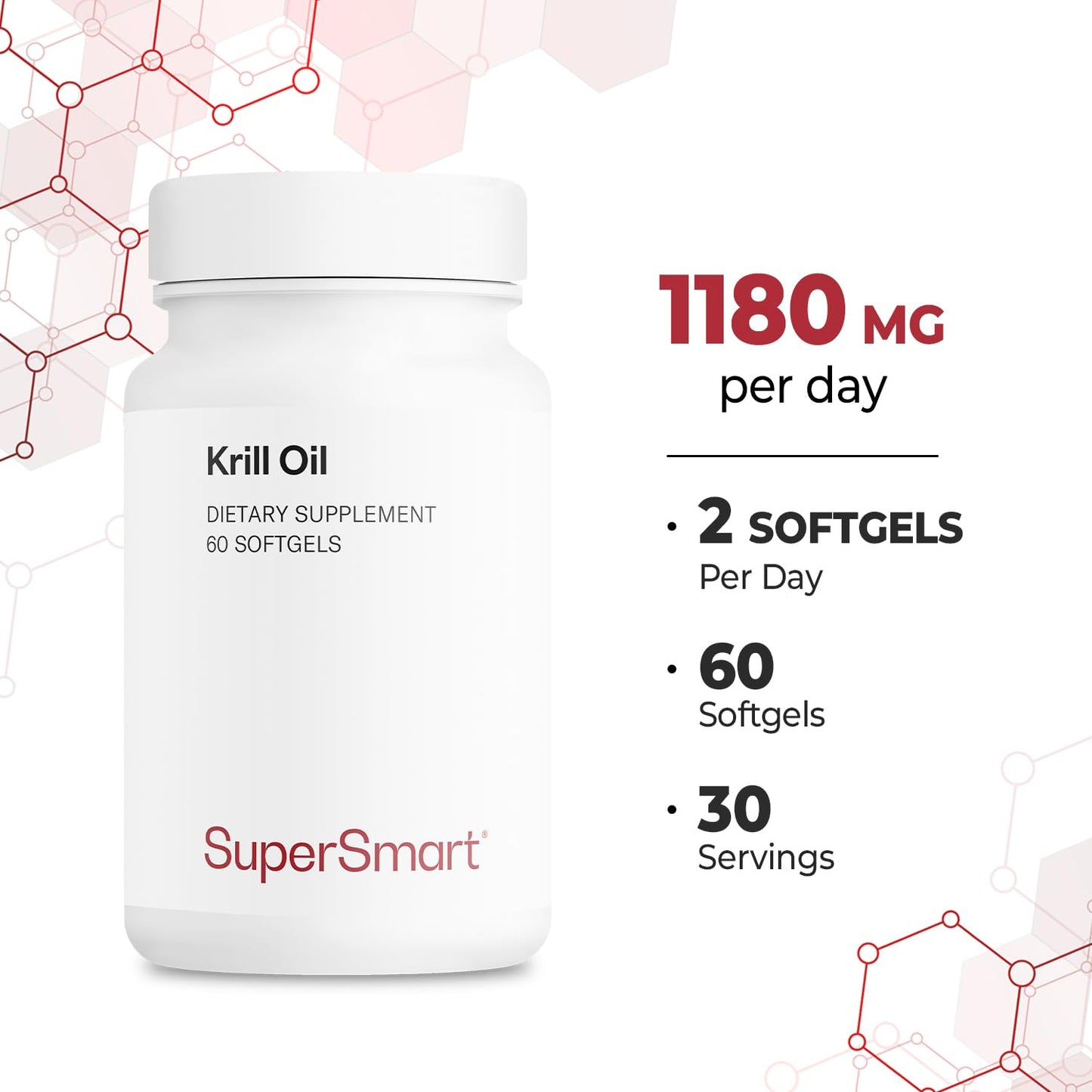 Supersmart Krill Oil Supplement 60 Softgels