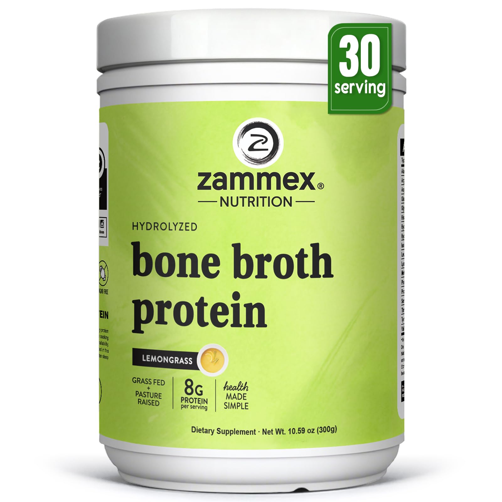 Zammex Beef Bone Broth Protein Powder, 10.58 Ounce