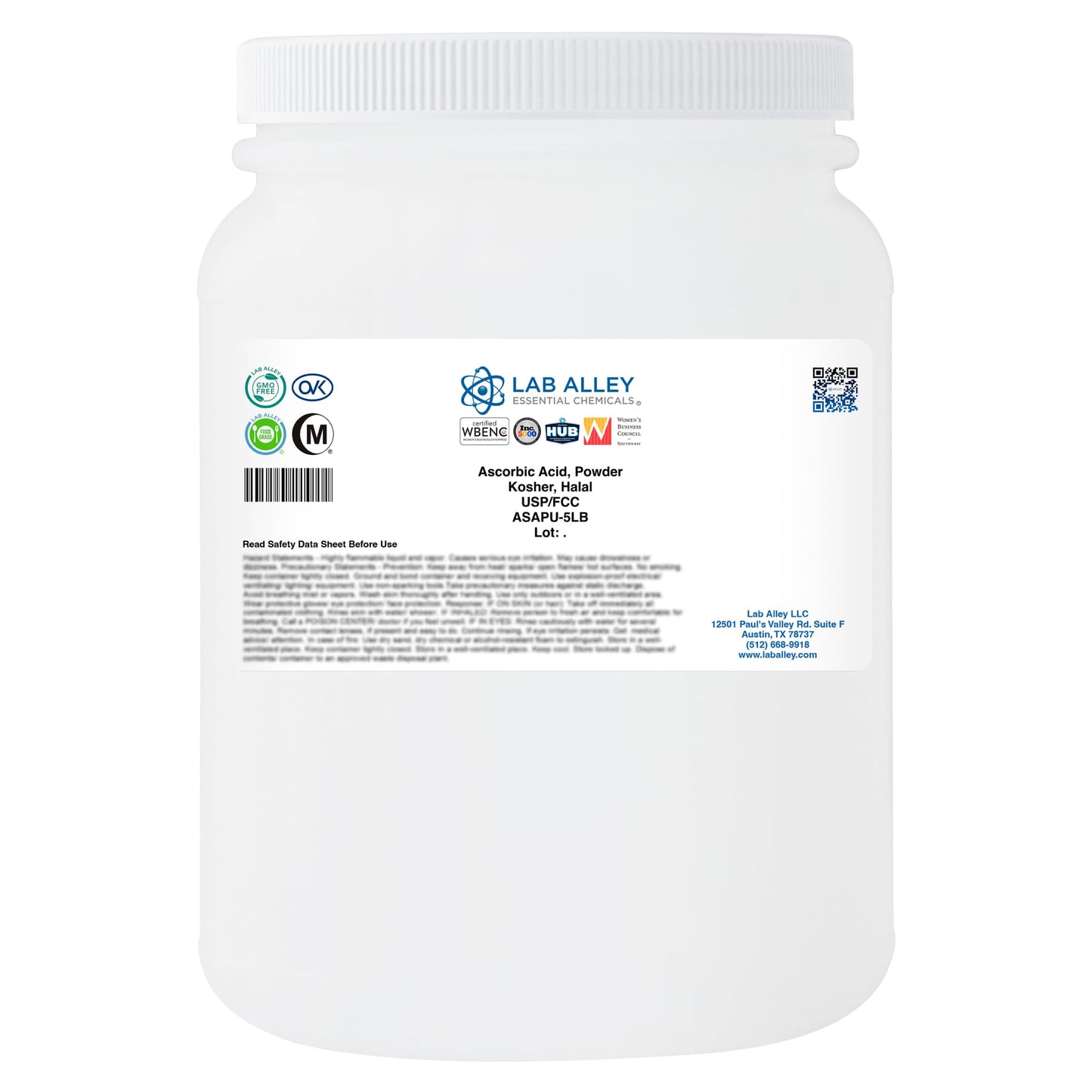 Lab Alley Ascorbic Acid Powder USP/Food Grade (FCC) 5 Pounds