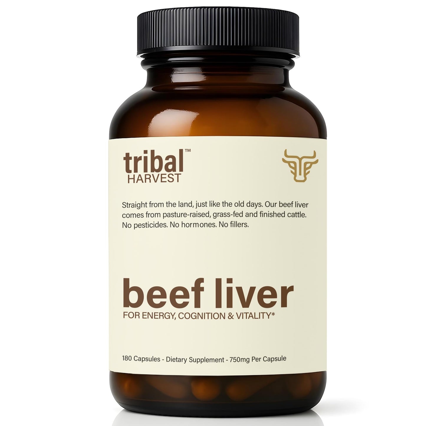 Tribal Harvest Grass Fed Beef Liver Capsules, 180 Capsules