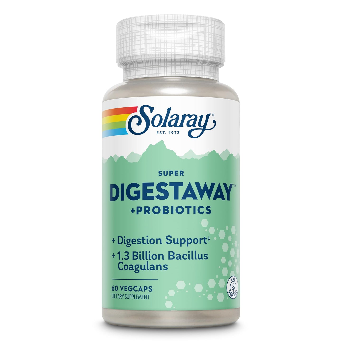 Solaray Super Digestaway Plus Probiotics Digestive Enzymes with Probiotics for Women and Men, Digestion and Gut Health Support Pacreatin, Papaya, Bromelain, 60 Capsules